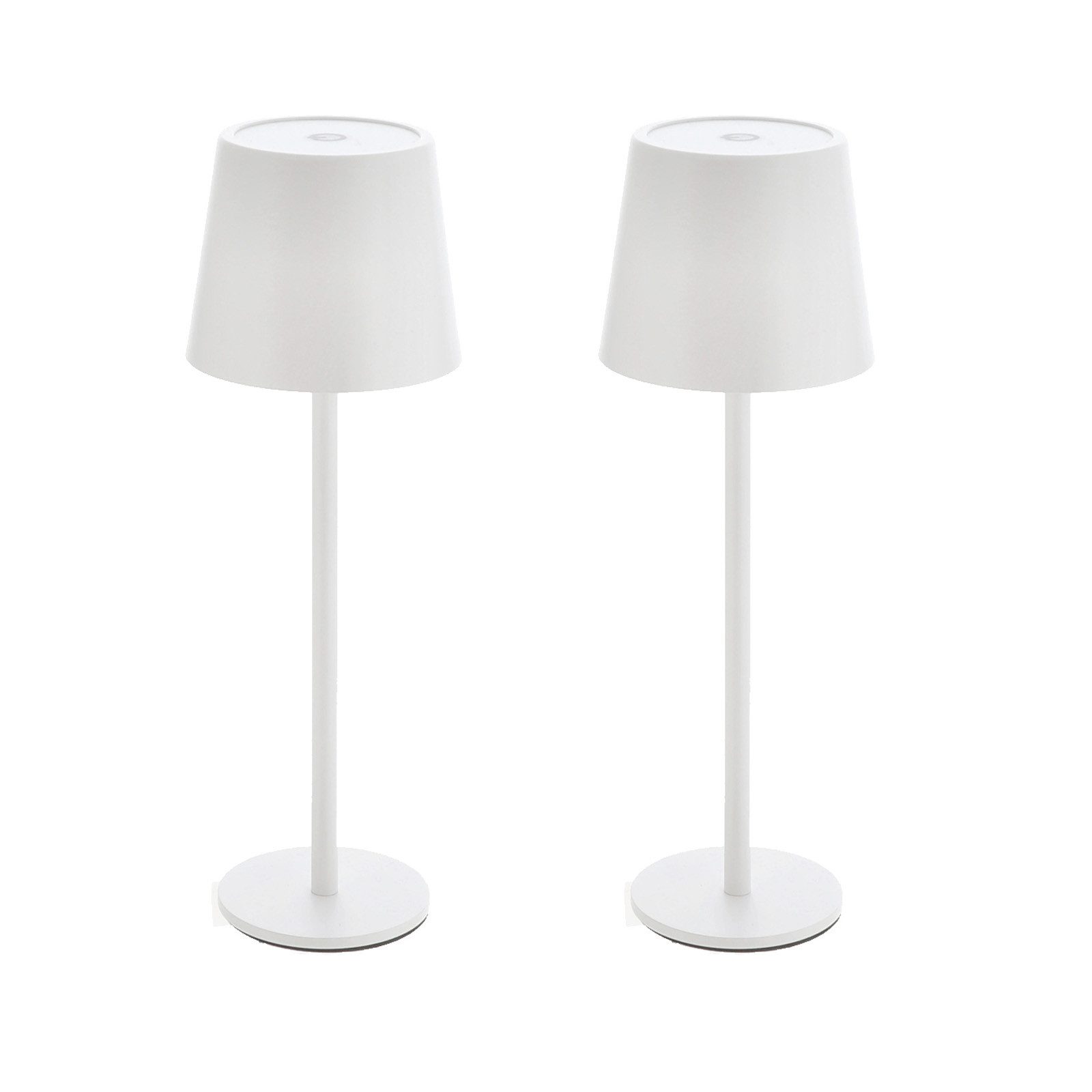 LED Nachttischlampe 2x LED Metall Akku Tischleuchte Weiß Schreibtischlampe Tischlampe