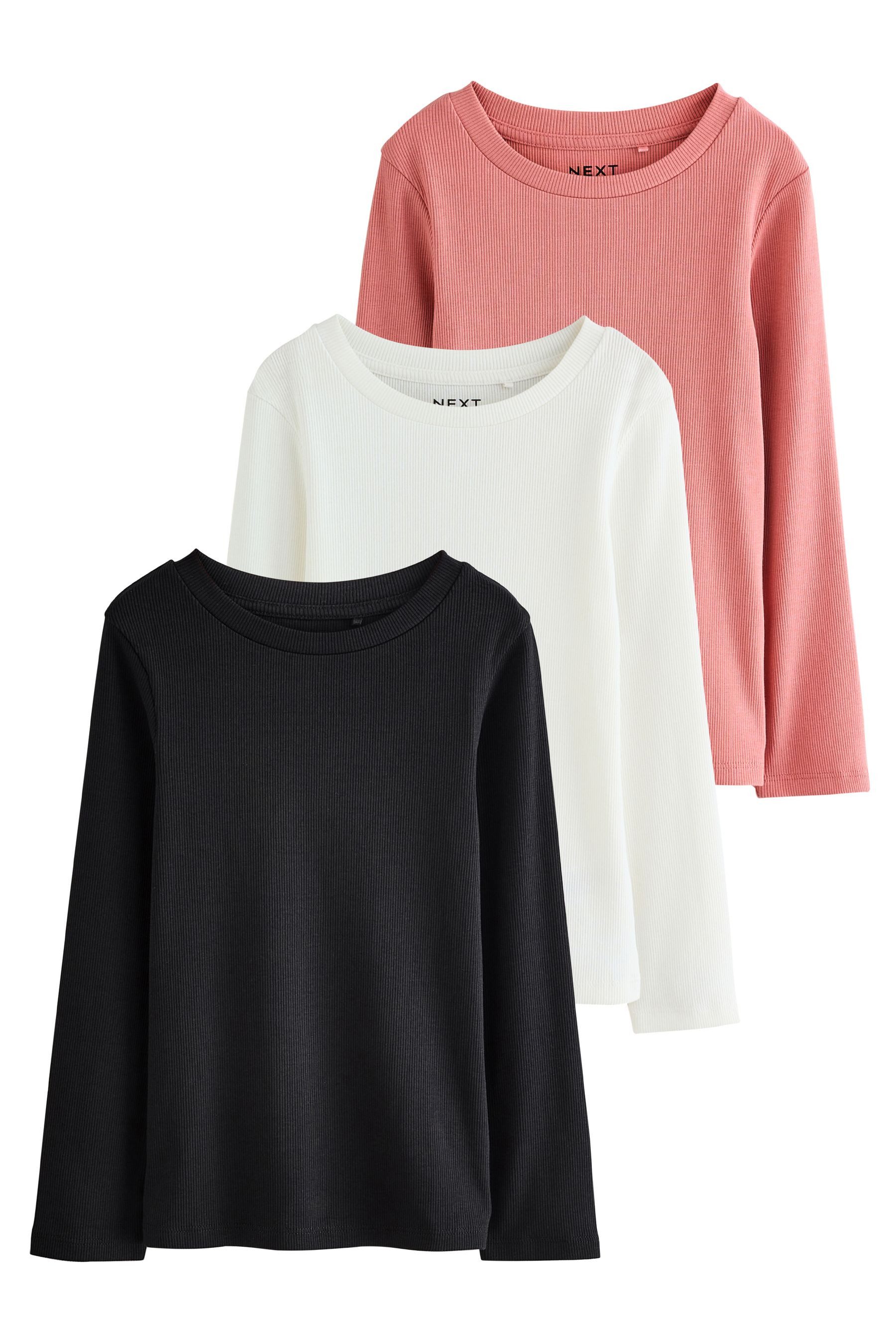 Next Langarmshirt 3er-Pack gerippte Langarmoberteile (3-tlg)