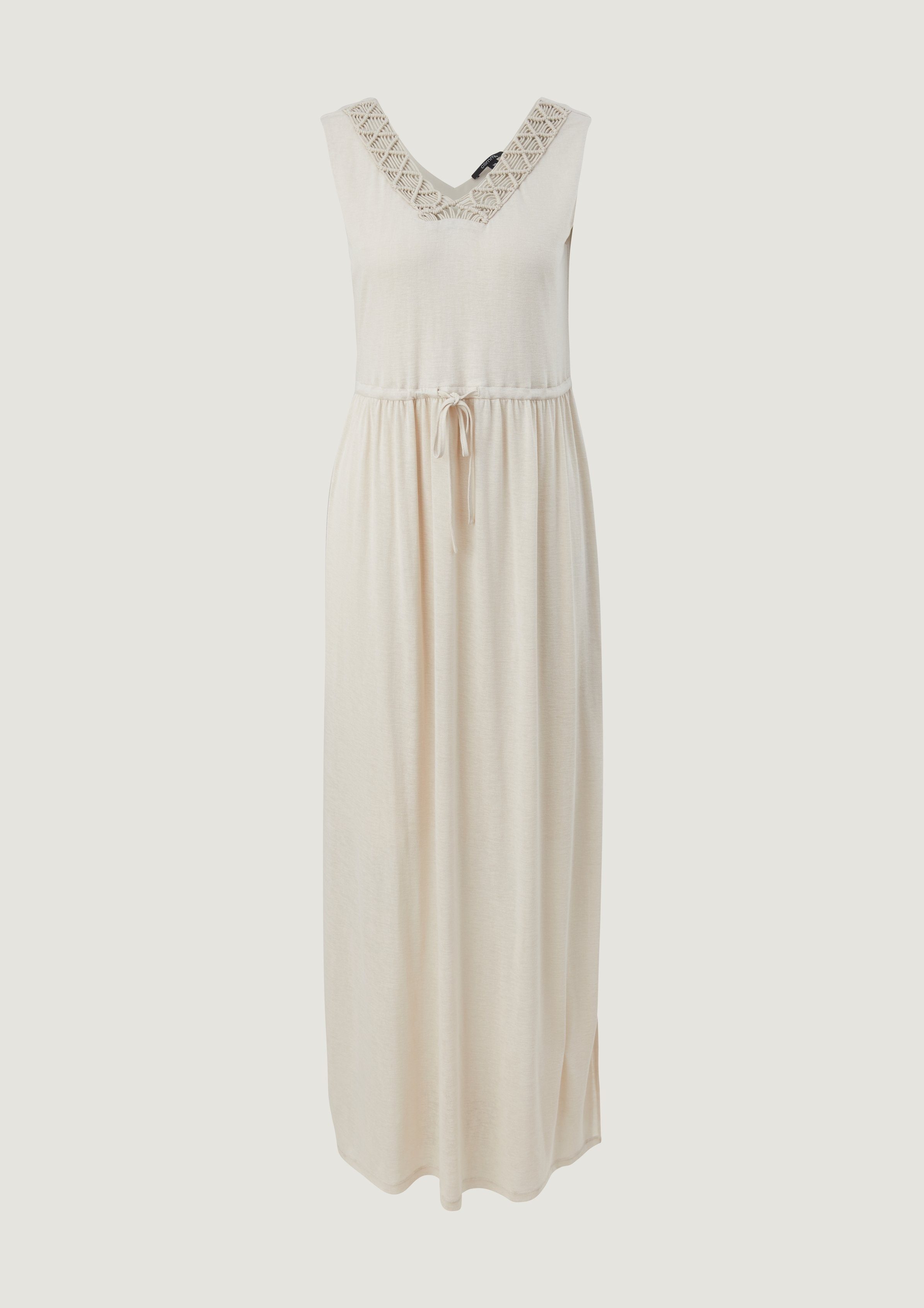 Damen Kleider Comma Maxikleid Maxi-Kleid mit Häkelspitze Spitze, Raffung, Durchzugkordel