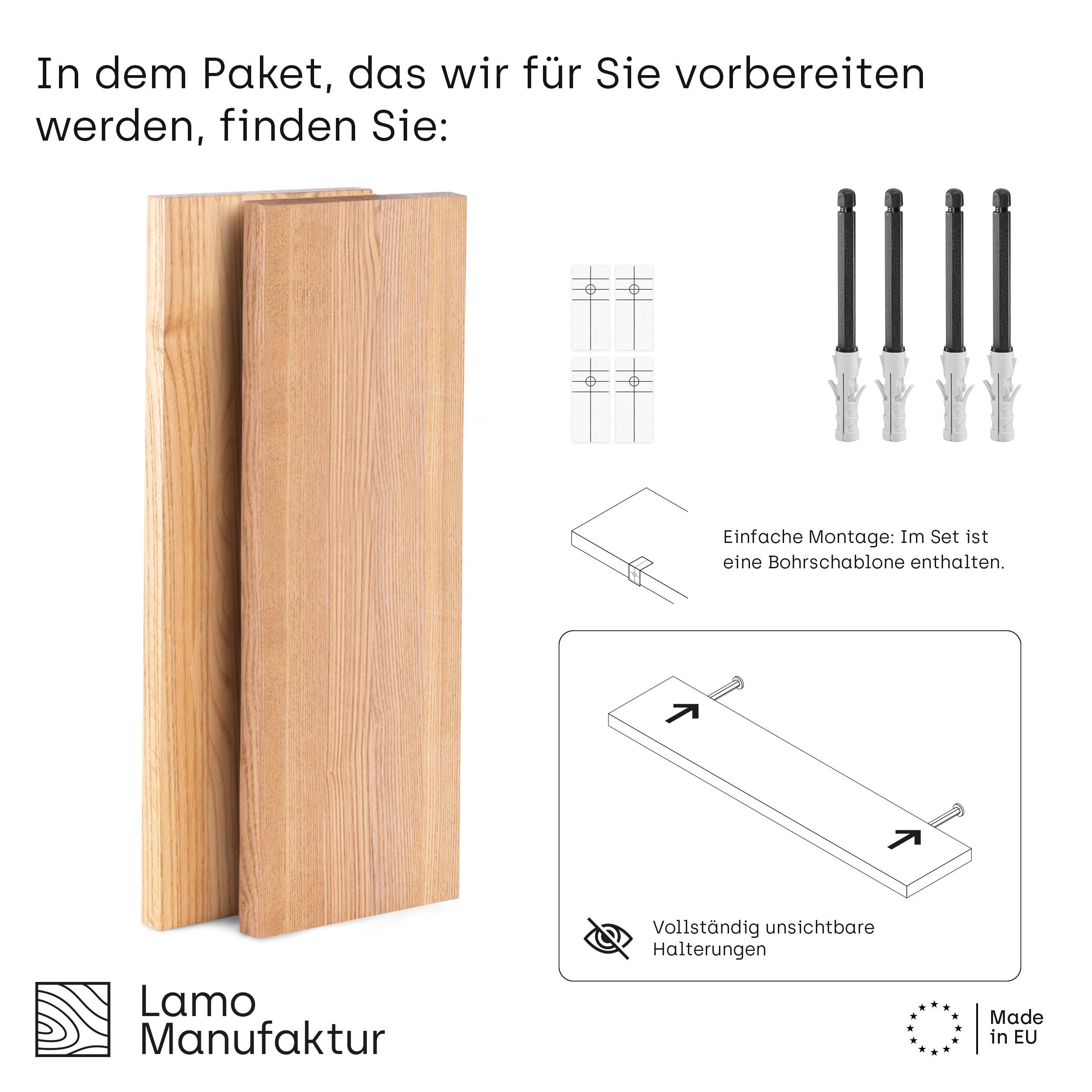 LAMO Manufaktur Wandregal LAMO Manufaktur 2 Stück Wandregal aus Holz 2x 42c günstig online kaufen