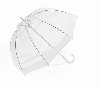 HAPPY RAIN Stockregenschirm transparent, durchsichtig mit weißem Rand, toll auch für Hochzeiten