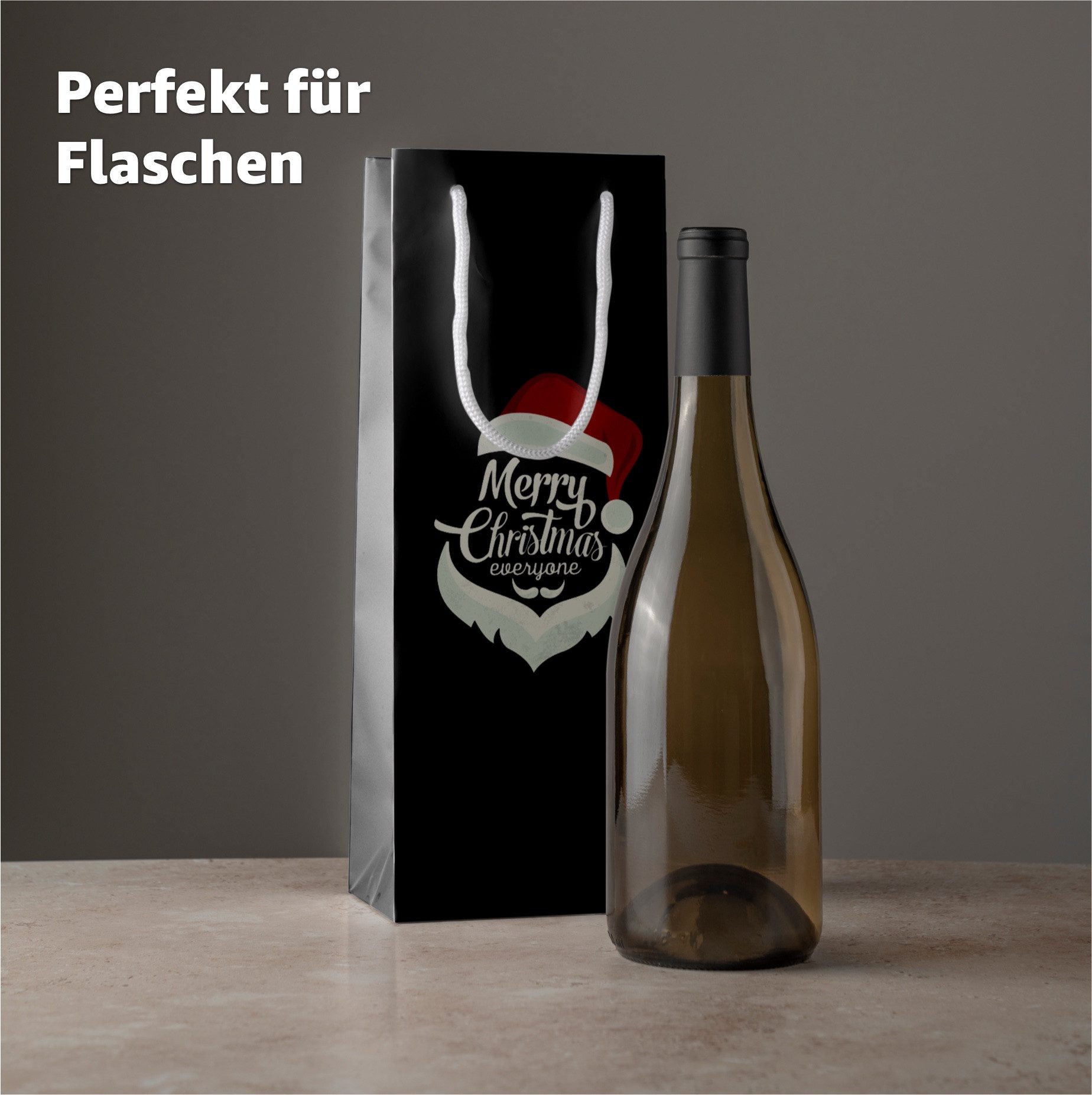 TK Gruppe Aufbewahrungsbox 12 Flaschentüten für Weihnachten, 30 × 10 × 10 cm, mit Anhänger (Packung, 12 St., 12x Flaschentüten), mit Geschenkanhänger – Bild 5 von 5
