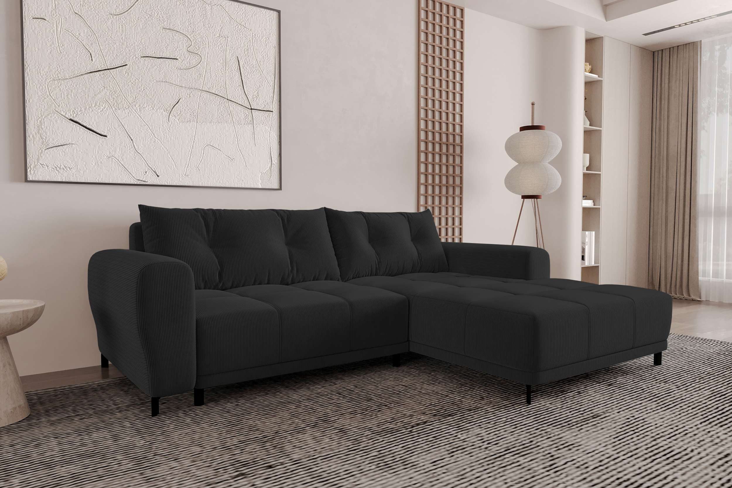 99rooms Ecksofa Massimo, Sofa L-Form, Eckcouch, mit Schlaffunktion,Rundumbezug, in Cordstoff POSO