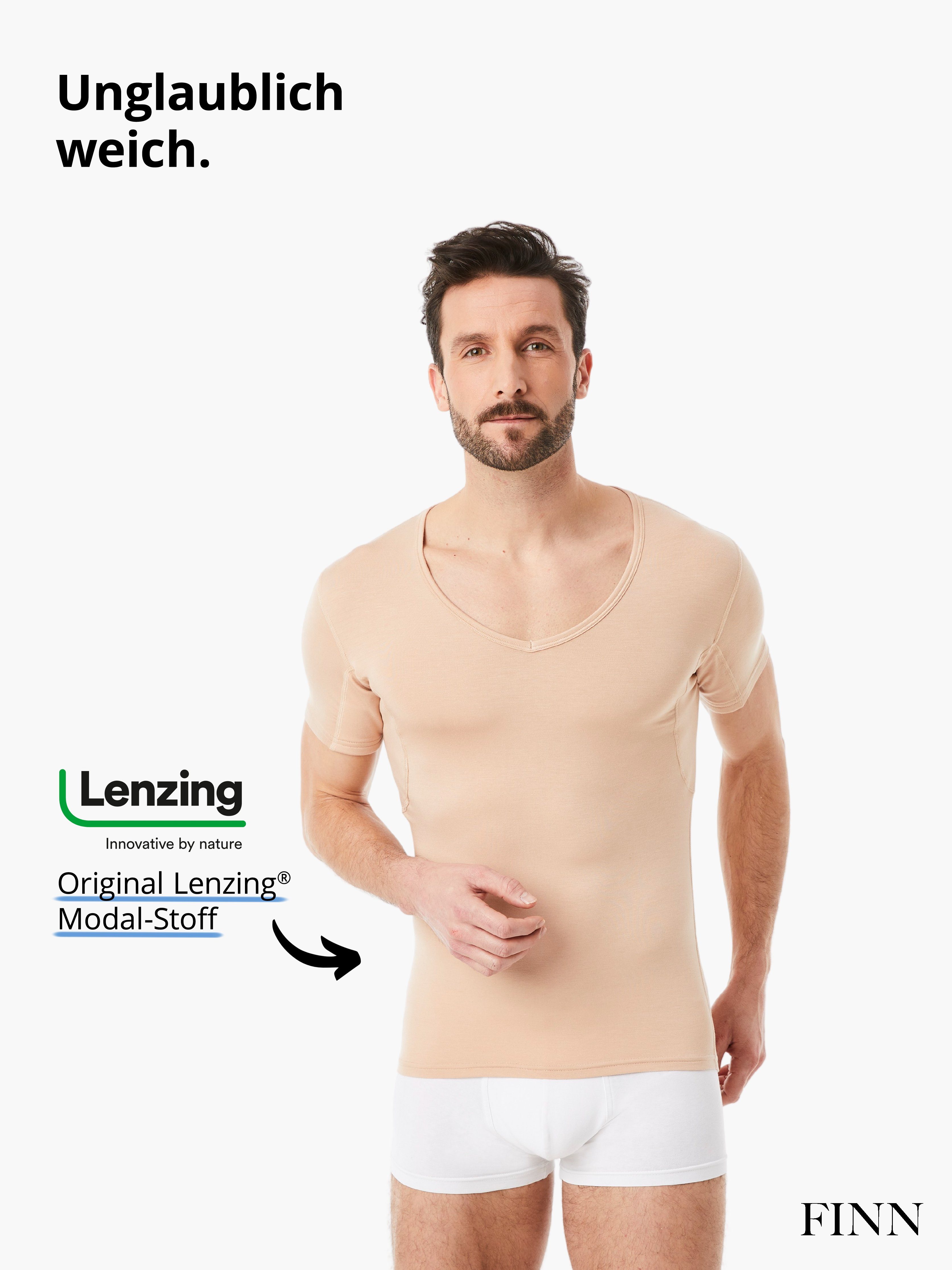 Schweißflecken, Light-Beige Schutz 100% Unterhemd Herren Wirkung Design vor FINN garantierte Unterhemd Anti-Schweiß