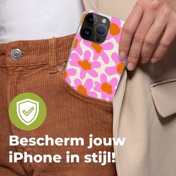 MuchoWow Handyhülle Blume - Rosa - Muster, Handyhülle Telefonhülle Apple iPhone 14 Pro Max