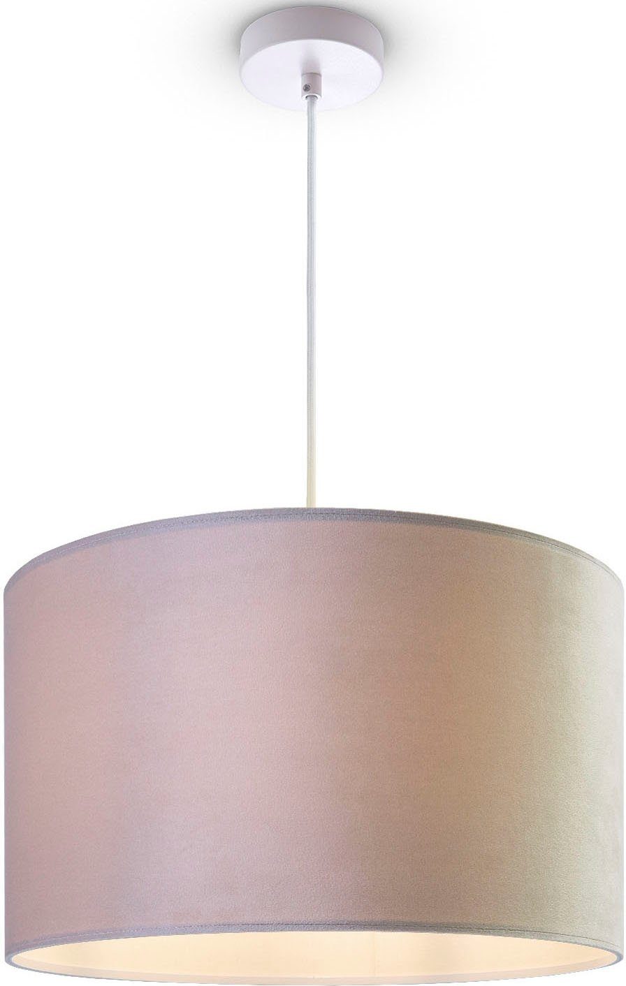 Paco Home Lampenschirm aus Unifarben Wohnzimmer Pendelleuchte Leuchtmittel, 1,5m uni Velour Color, Kabel Hugo Deko E27 beige ohne