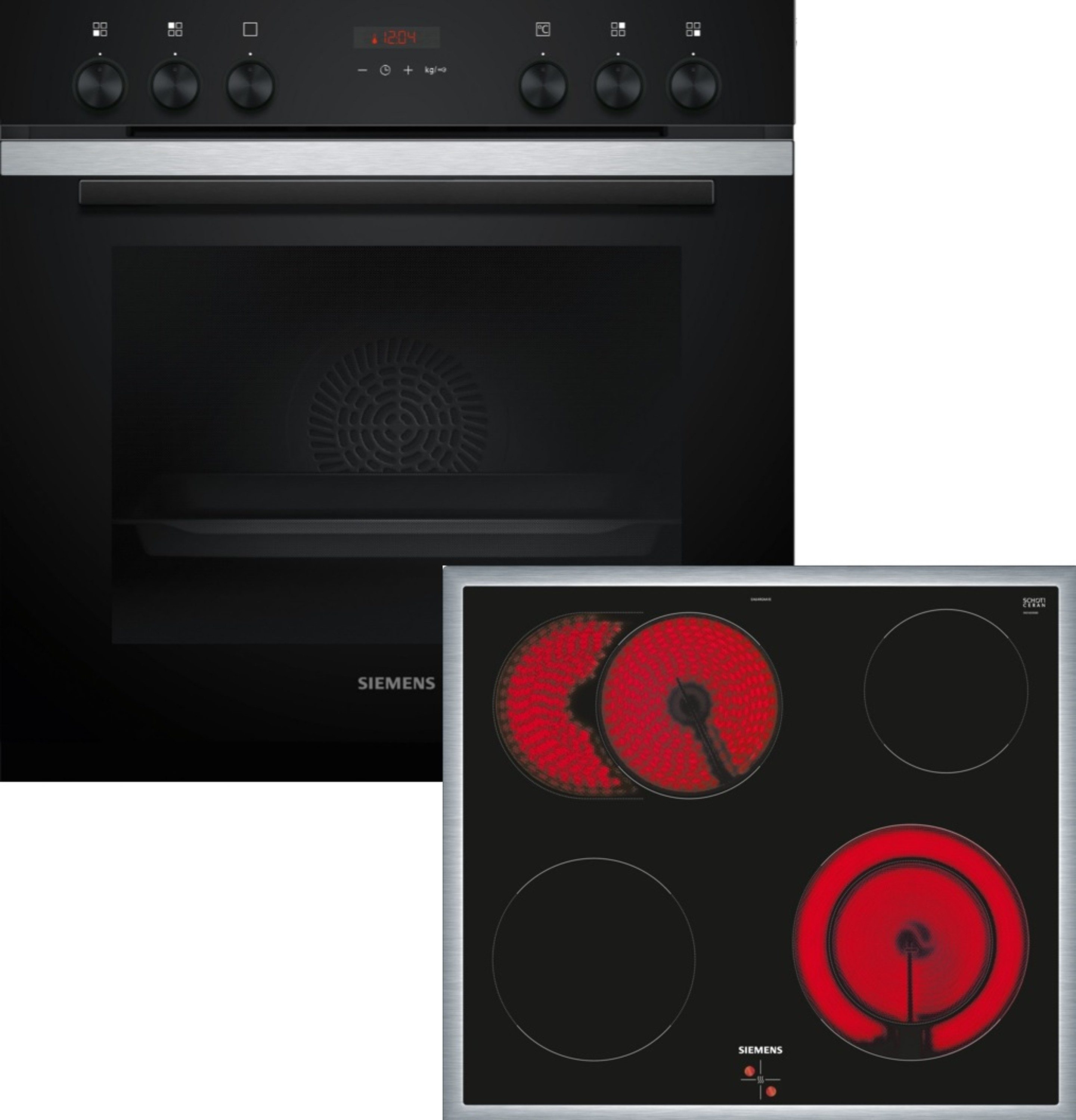 SIEMENS Elektro-Herd-Set iQ300 iQ300, mit Auszug nachrüstbar, Schnellaufheizung, 10 Automatikprogramme