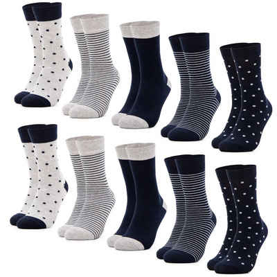 OCCULTO Basicsocken Damen Muster Socken 10 Paar (Modell: Milka) 10Blu 35-38 (10-Paar)