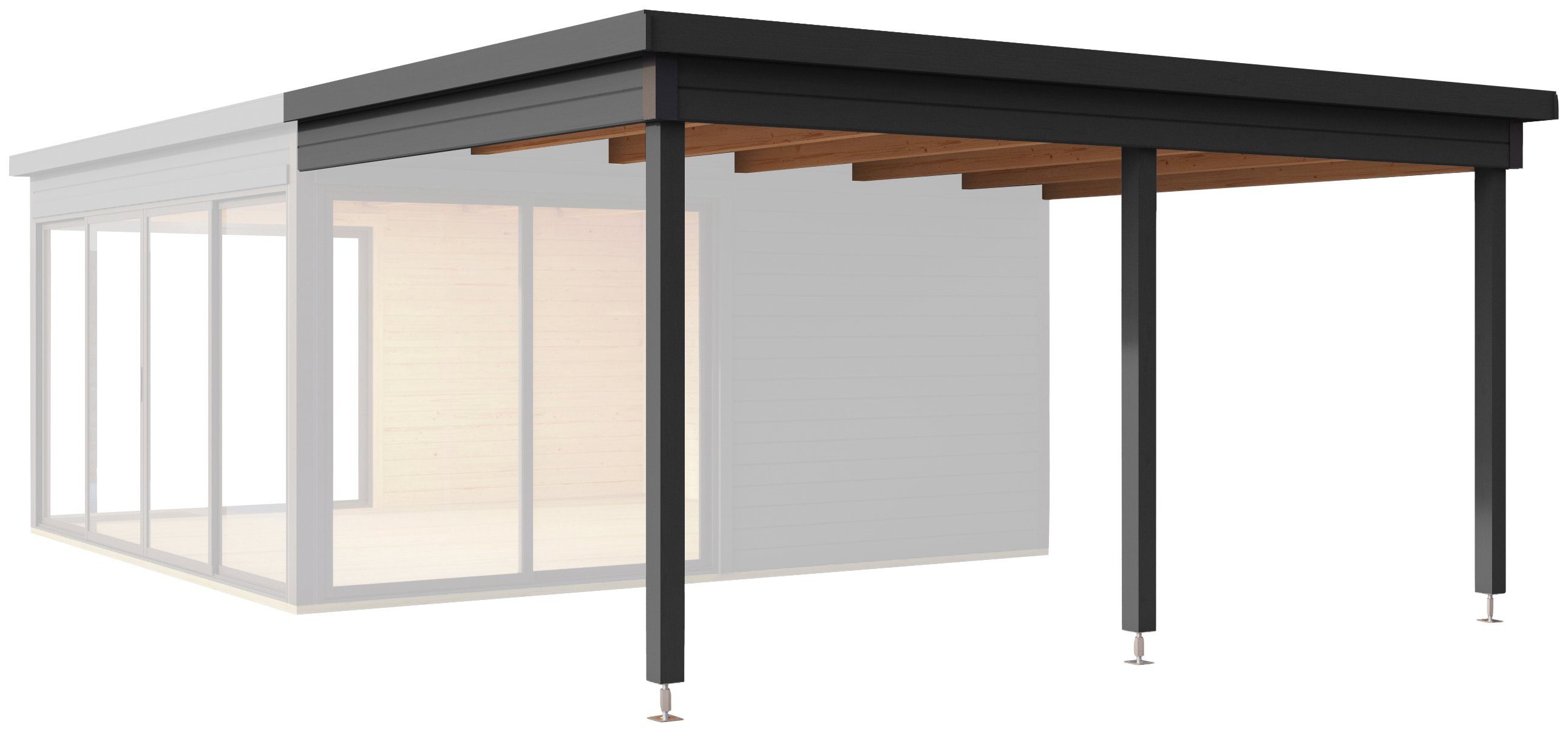 LASITA MAJA Gartenhaus-Anbaudach DOMEO 5 DACHVERLÄNGERUNG CARBONGRAU, BxT: 437,6x300 cm, für Domeo 5