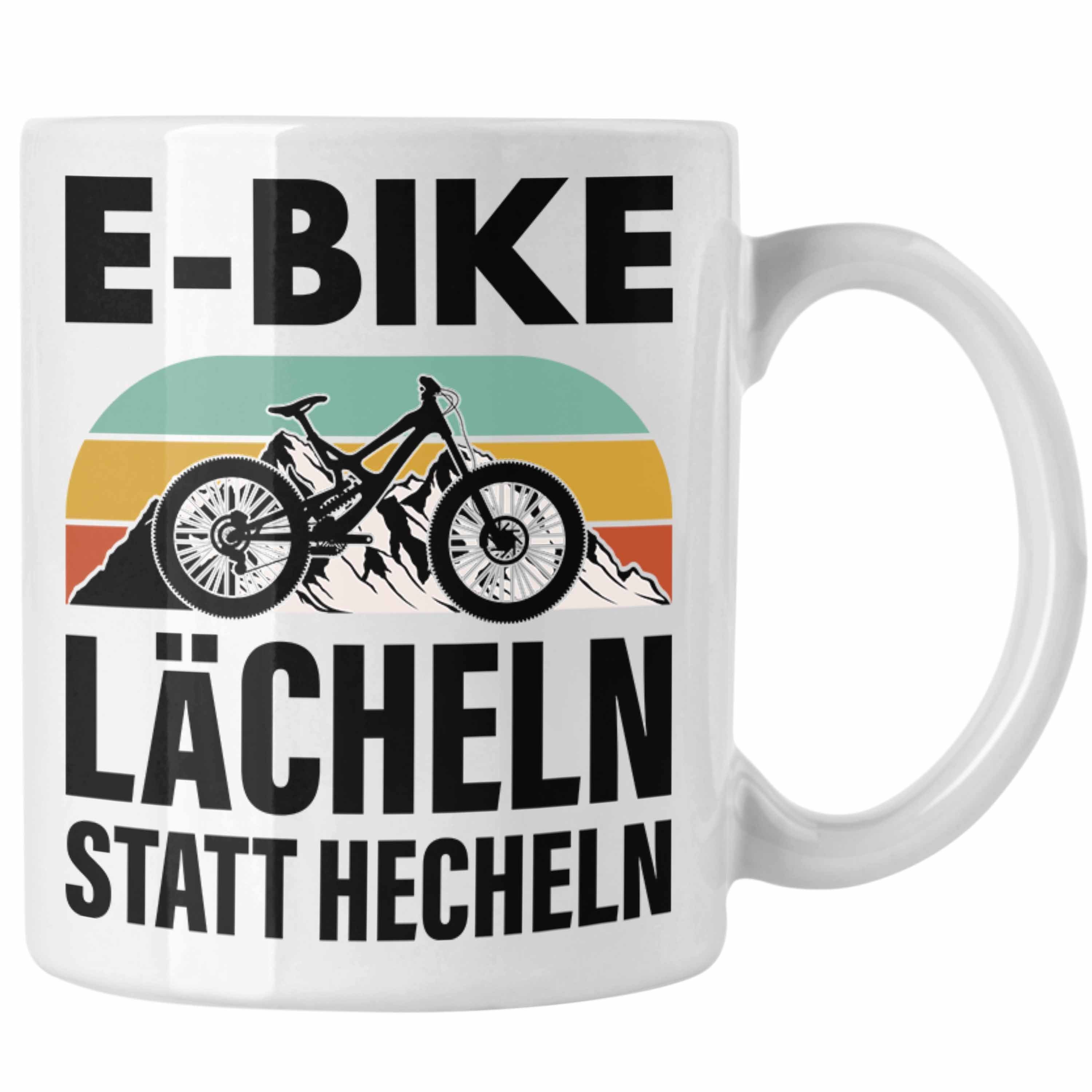 Tasse Spruch Lustige mit Geschenke Trendation Trendation Rentner Geschenk E-Bike Elektrofahrrad Kaffeetasse Ebike Weiss Tasse -