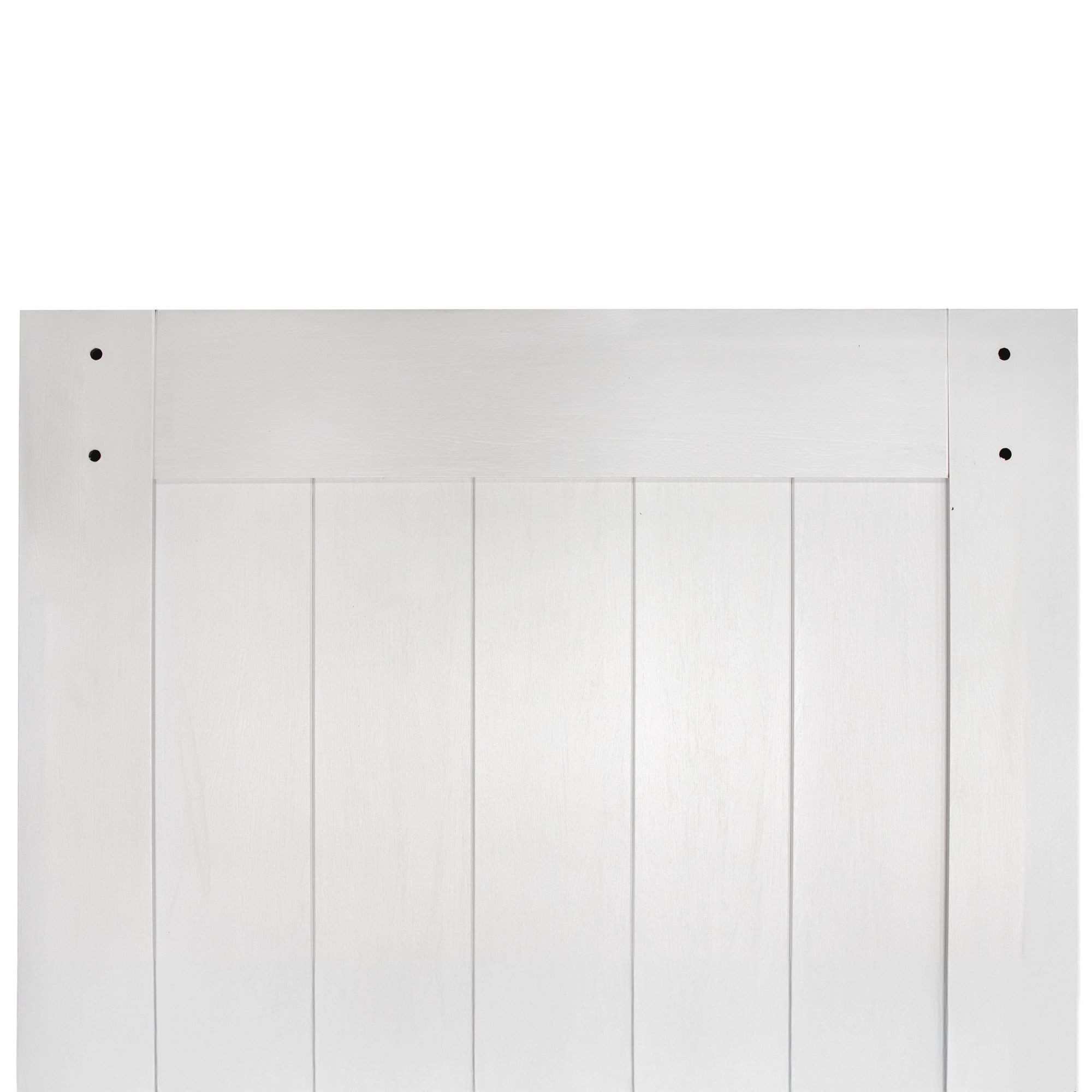 inova wohnen Schiebetür Holz Scheunentor Weiß 90 x 215 cm, Komplett Set offene Laufschiene schwarz Softclose