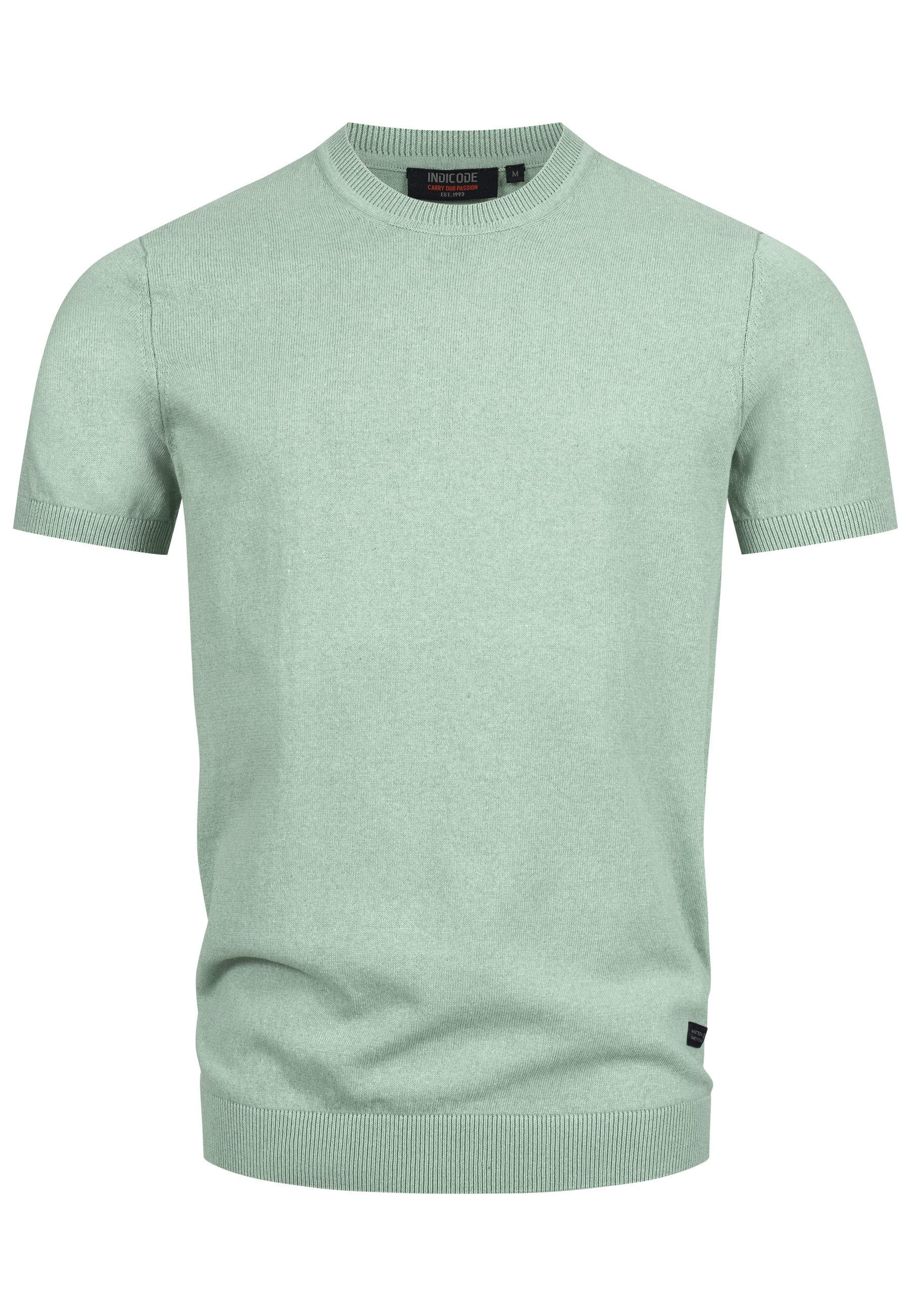 Indicode T-Shirt INVasko Klassisches Feinstrick-T-Shirt mit Rippstricksaum