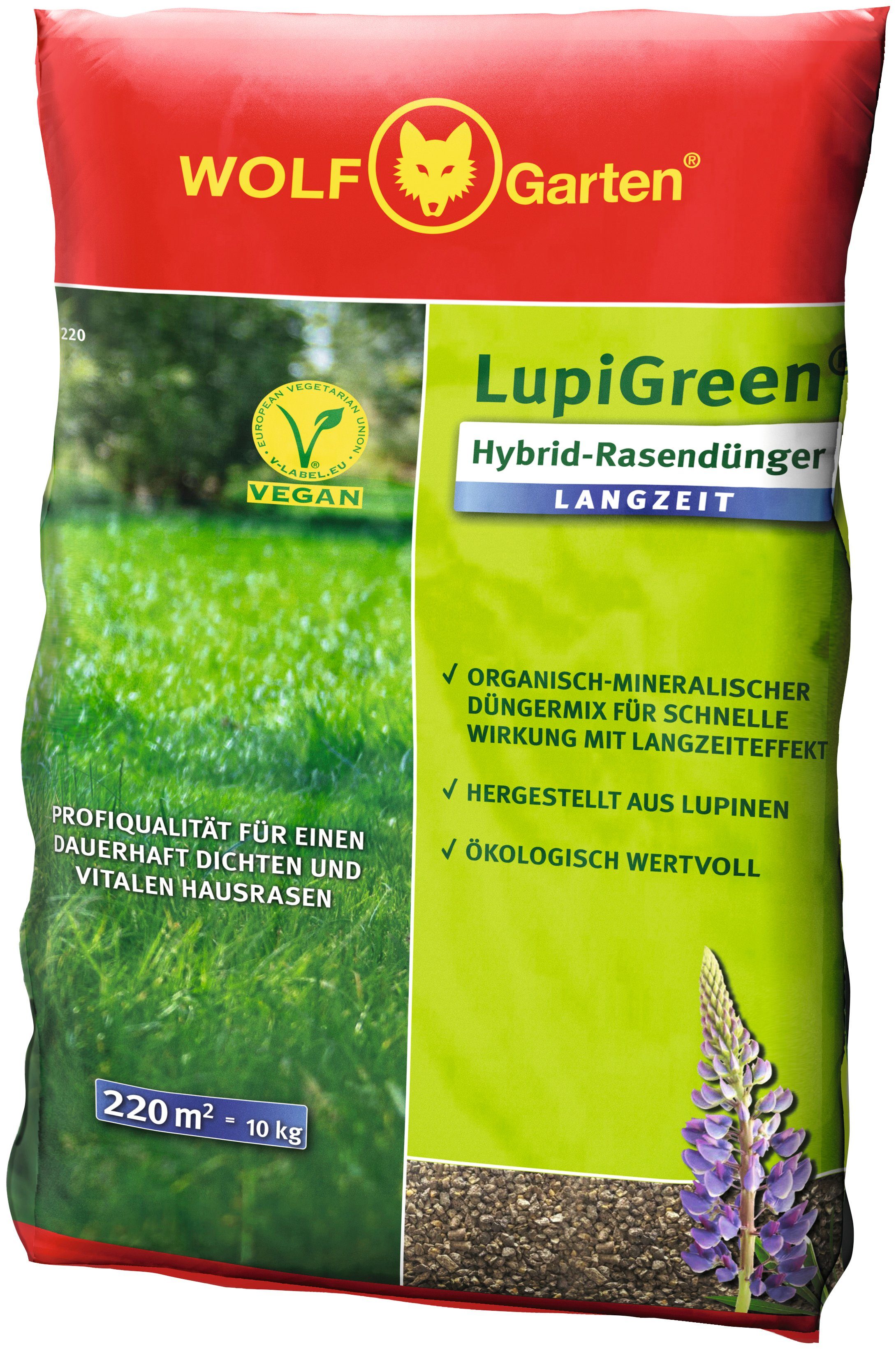 WOLFGarten Rasendünger »LUL 220 D/A LupiGreen® HYBRIDLANGZEIT«, 10