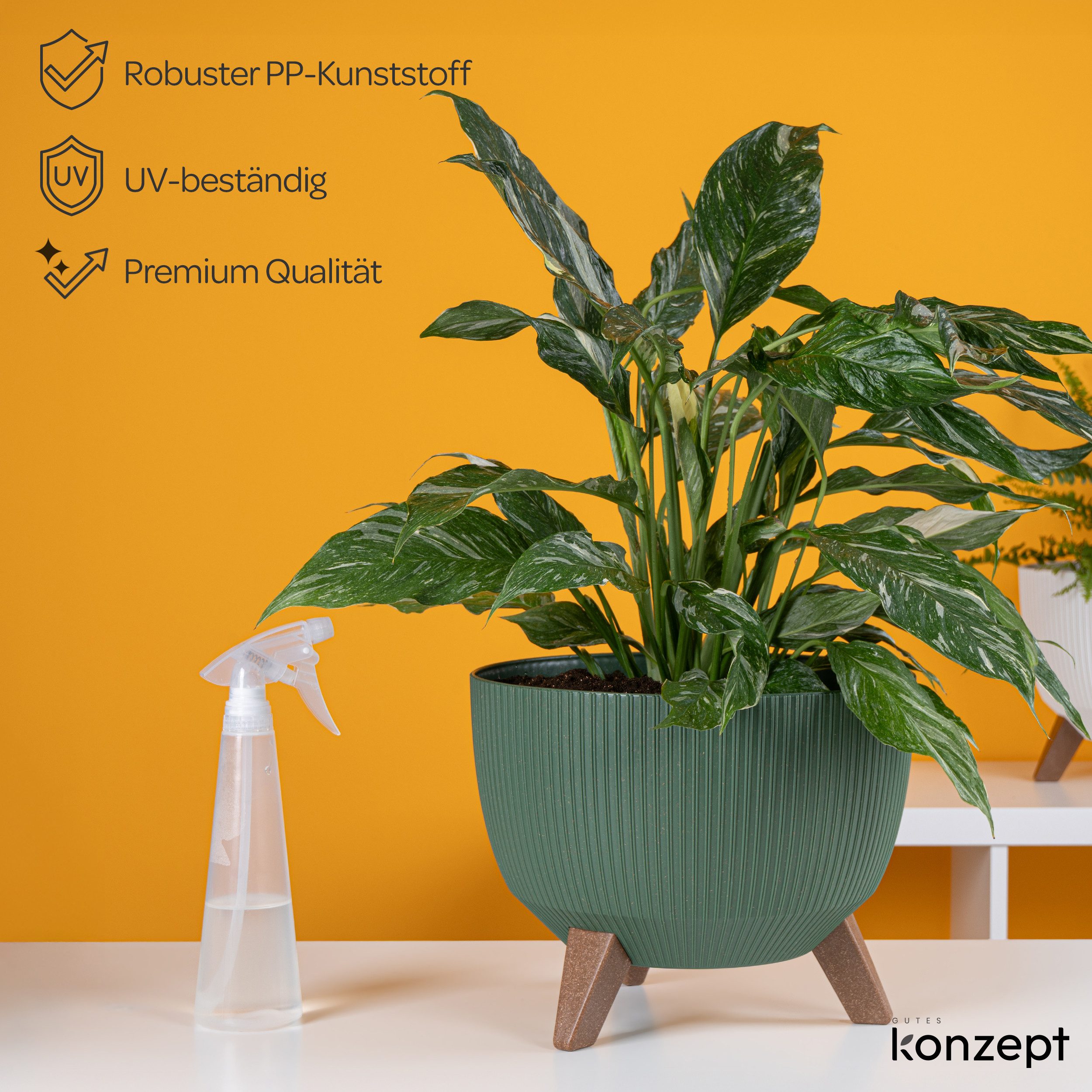 KONZEPT Blumentopf Pflanzschale 24/29cm Blumentopf mit Füßen, mit Wasserabfluss-Einsatz, wetterfest & UV-beständig, Übertopf für Innen & Außen – Bild 2 von 5
