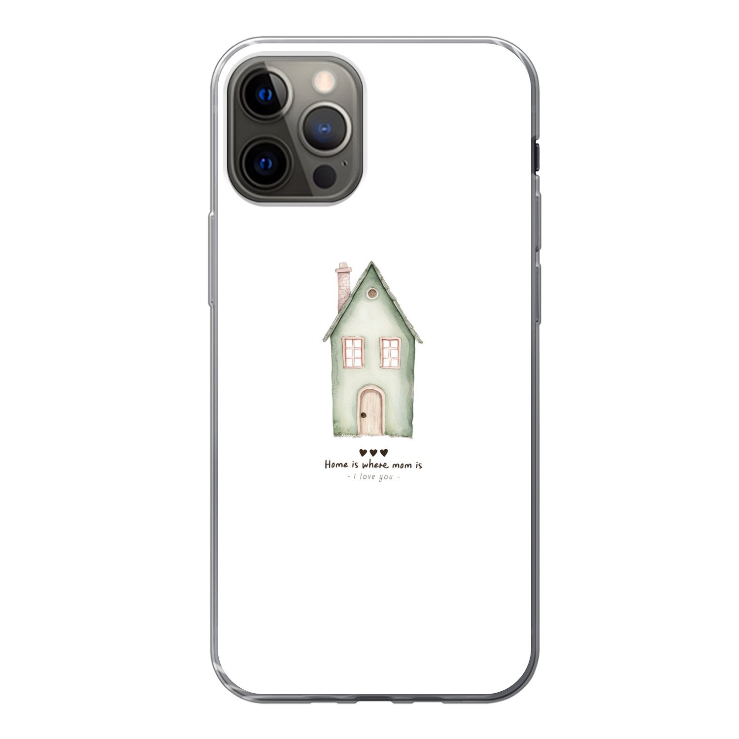 MuchoWow Handyhülle für Apple iPhone 12 Pro Landhaus - Grün - Text - Liebevoll, Smartphone-Bumper, Print, Handy Schutzhülle Dünn
