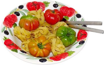 Lashuma Obstschale Tomate Olive, Keramik, (1-tlg), Pasta Schüssel rund Ø 27 mit Relief Dekor