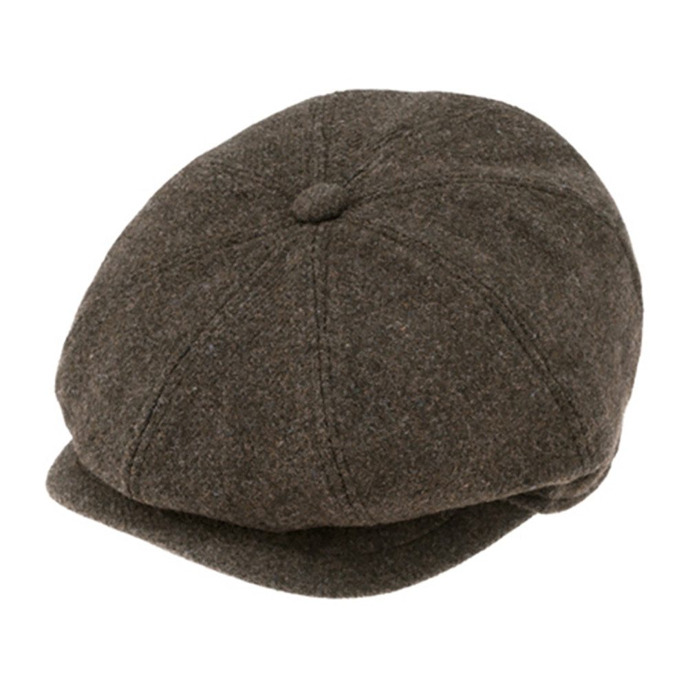 Fiebig Ballonmütze 8-Panel Cap Shetlandwolle Donegal mit Schirm und Knopf