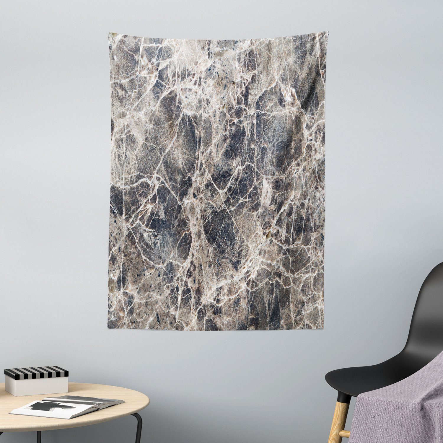 ABAKUHAUS Marmor Wandteppich Granit Oberfläche Motivaus Weiches Mikrofaser Stoff 110x150cm Wand Dekoration Für Schlafzimmer Grauer Staub weiß
