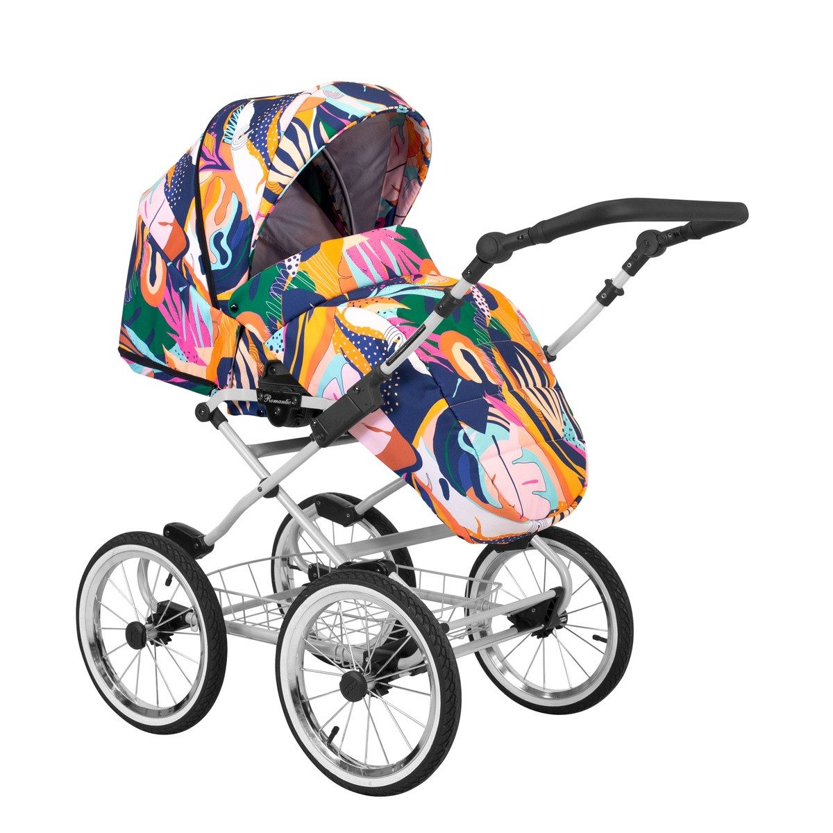 KUNERT Kombi-Kinderwagen Romantic 2 in1 Kinderwagen mit AIR Wheels und grauem Rahmen, 3-in-1-Kit mit Rucksack, großem Korb, Regenschutz und Moskitonetz