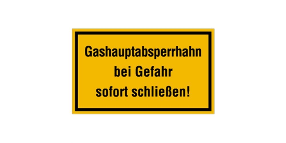Thumbnail - König Werbeanlagen Hinweisschild Gashauptabsperrhahn bei Gefahr sofort schließen!, Textschild