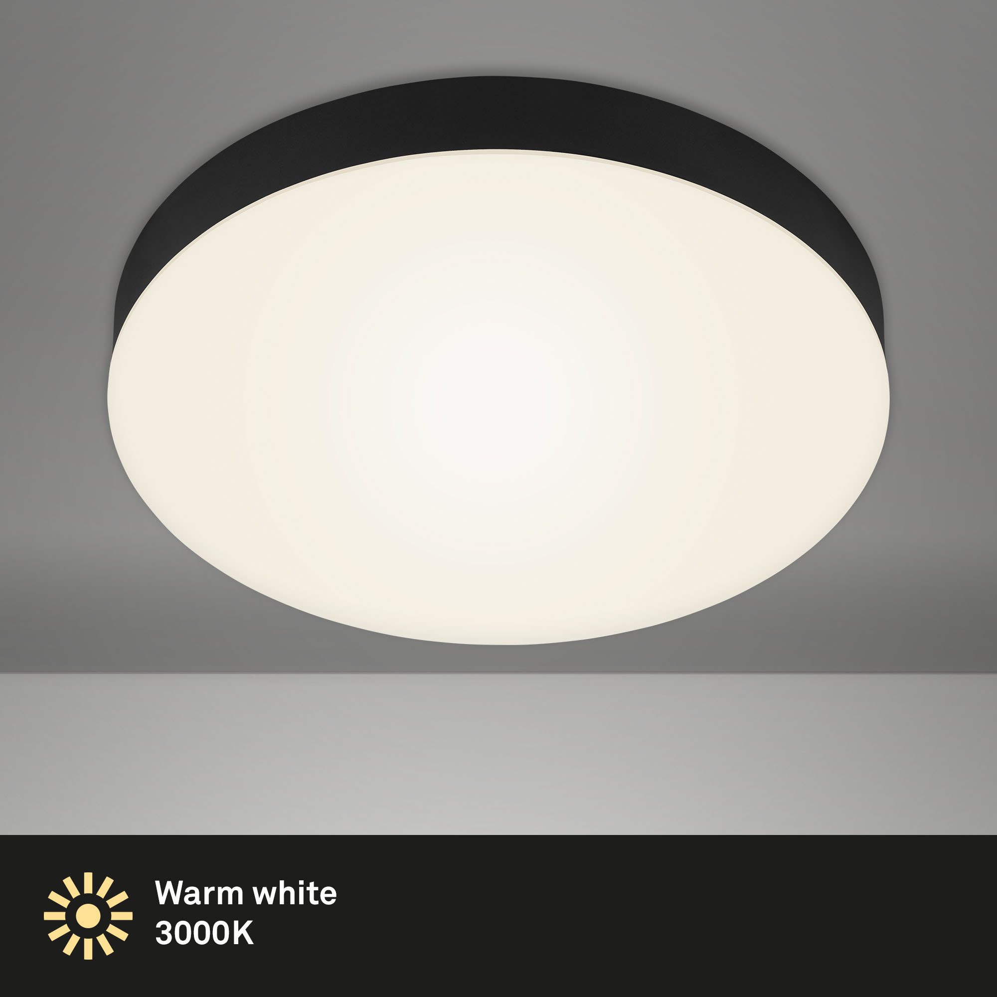 Briloner Leuchten Deckenleuchte LED Aufbauleuchte Deckenlampe Warmweiß Flur Wohnzimmer FLAME, LED fest integriert, Warmweiß, Deckenlampe, Wohnzimmer, Schlafzimmer, Küche