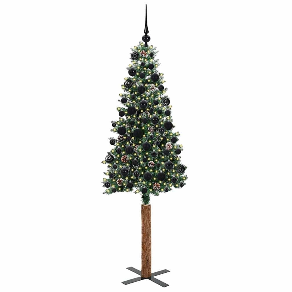 vidaXL LED Baum Schlanker Weihnachtsbaum mit 300 LEDs mit Ständer Grün 180 cm