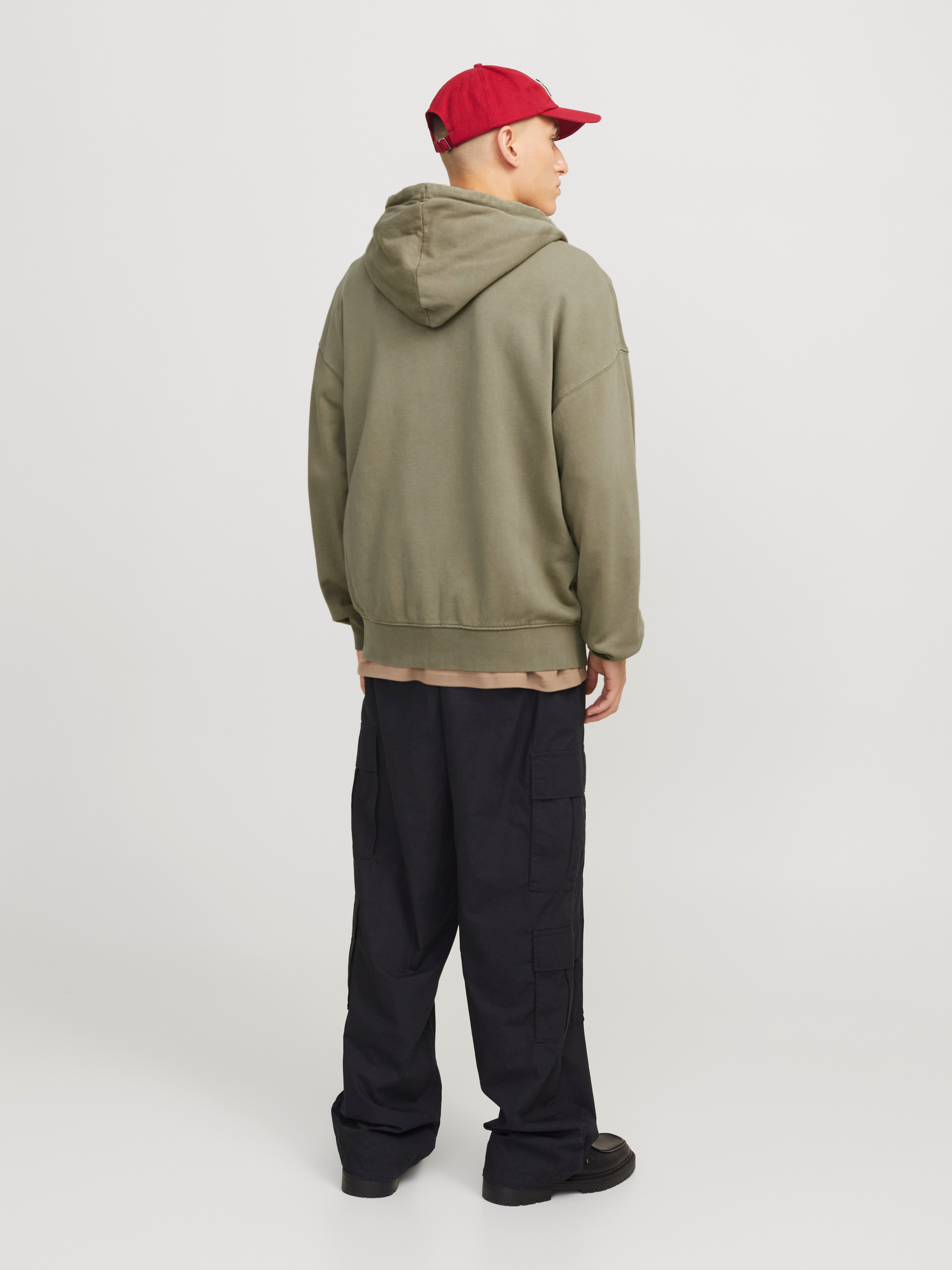 Jack & Jones Kapuzensweatjacke JJECHARGE Hoodie mit Kapuze, Kordelzug und Taschen unifarben, modisch, loose fit, Baumwolle, Kapuze