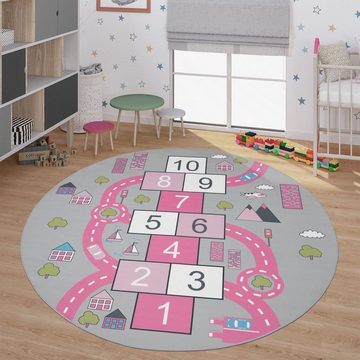 Kinderteppich Kinderteppich Spielteppich Für Kinderzimmer Straßen-Look Hüpfkästchen, TT Home, Läufer, Höhe: 4 mm