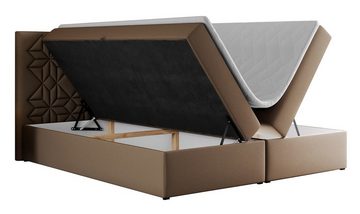 MKS MÖBEL Boxspringbett LEILA, Doppelbett mit Multipocket - Matratze und Topper - Modern Bett