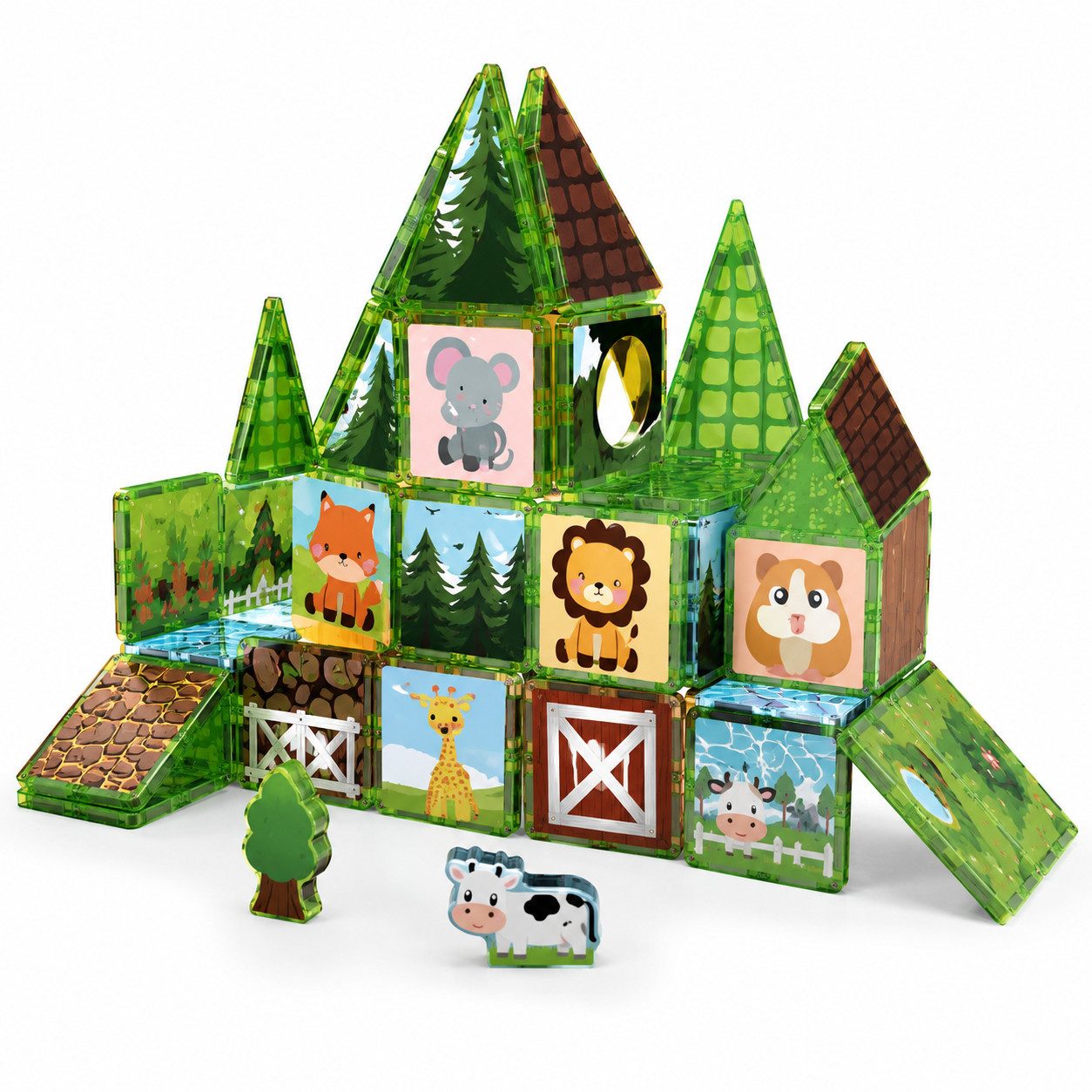 Luckice Magnetische Bausteine Bauernhof‑Set, kreatives Bauspiel für Kinder Magnetspielbausteine, (Set, fördert Fantasie sowie Zusammenarbeit), Naturmotiven laden Kinder dazu ein, immer wieder neue Bauernhöfe