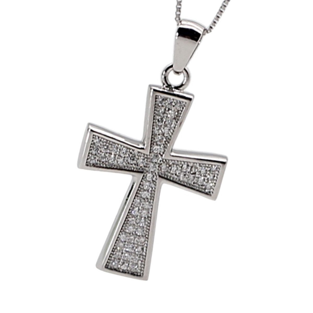 Kreuzkette Silberkette Damen Kette mit Jesus Kreuz Anhänger Halskette Schmuck