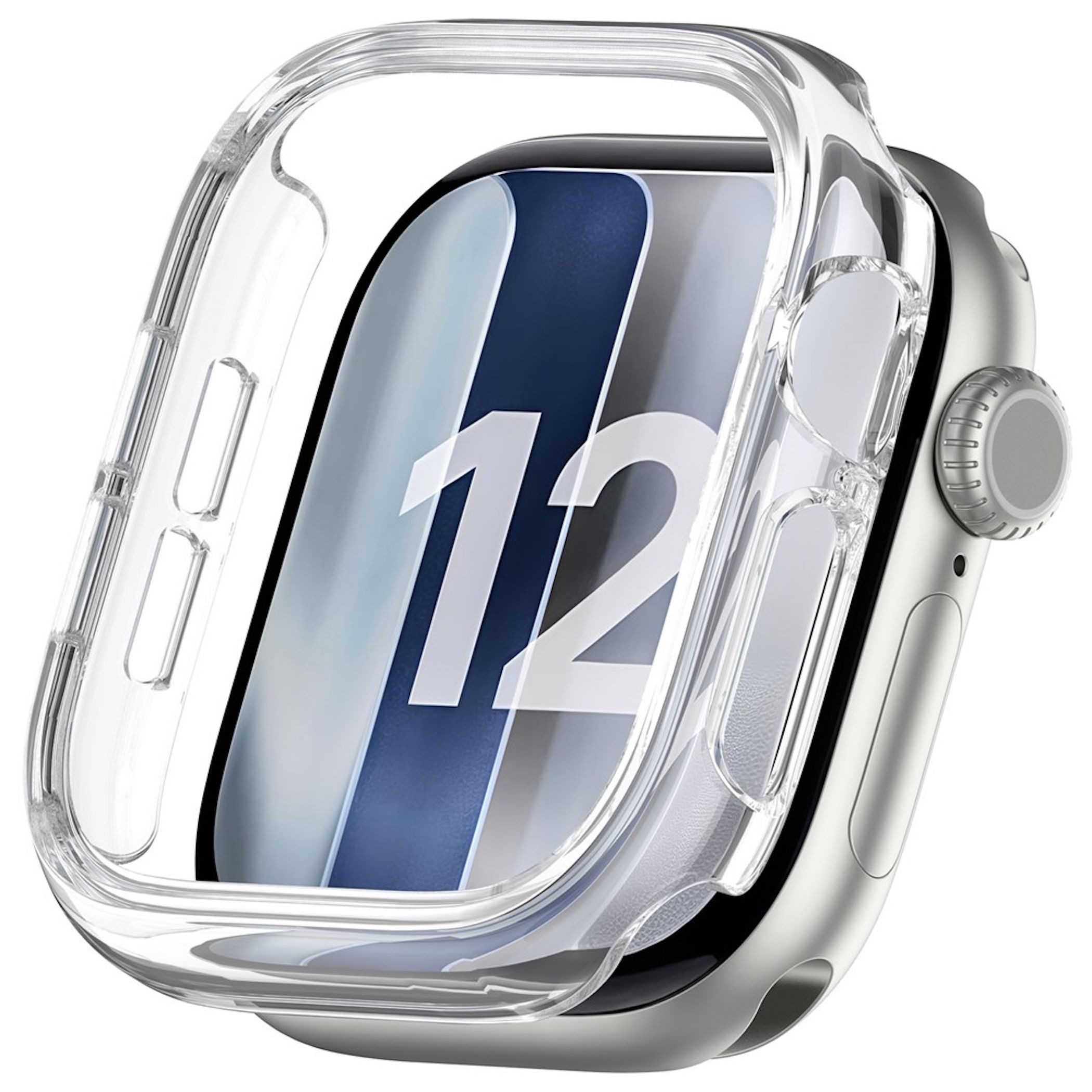 Wigento Smartwatch-Hülle Kunststoff für Apple Watch Series 12 42mm Halbabdeckung Transparent, Halbabdeckung, leicht