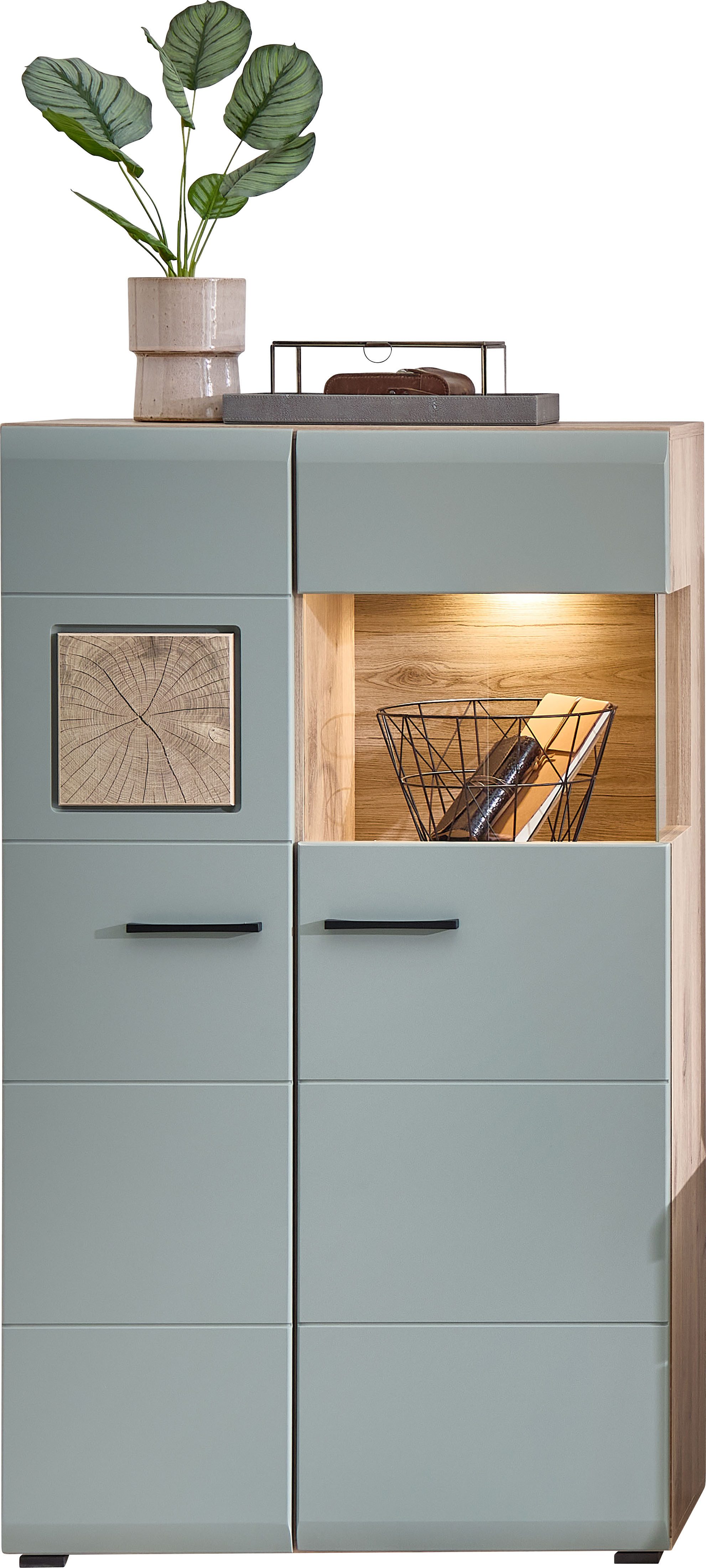 Innostyle Vitrine FUN PLUS II (2-St) Glastür, Holztür, 10 Fächer, Softclose, ABS Kantenschutz