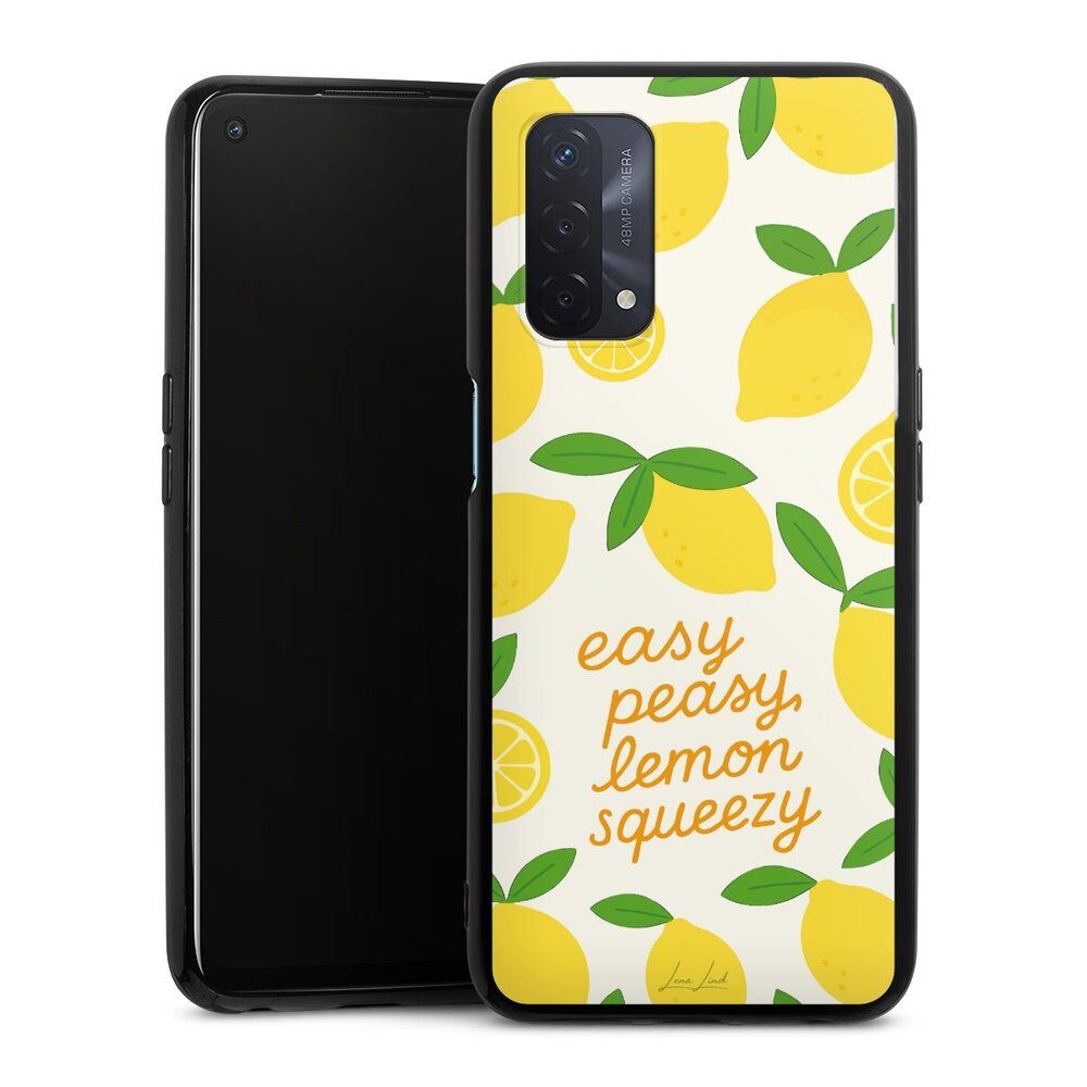DeinDesign Handyhülle Zitrone Spruch Statement Easy Peasy Lemon Queezy, Oppo A54 5G Silikon Hülle Bumper Case Handy Schutzhülle