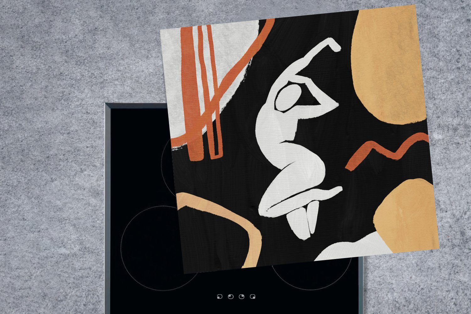 MuchoWow Herdblende-/Abdeckplatte Frau - küche tlg), (1 Vinyl, Abstrakt, Arbeitsplatte Ceranfeldabdeckung, cm, 78x78 - Figur für