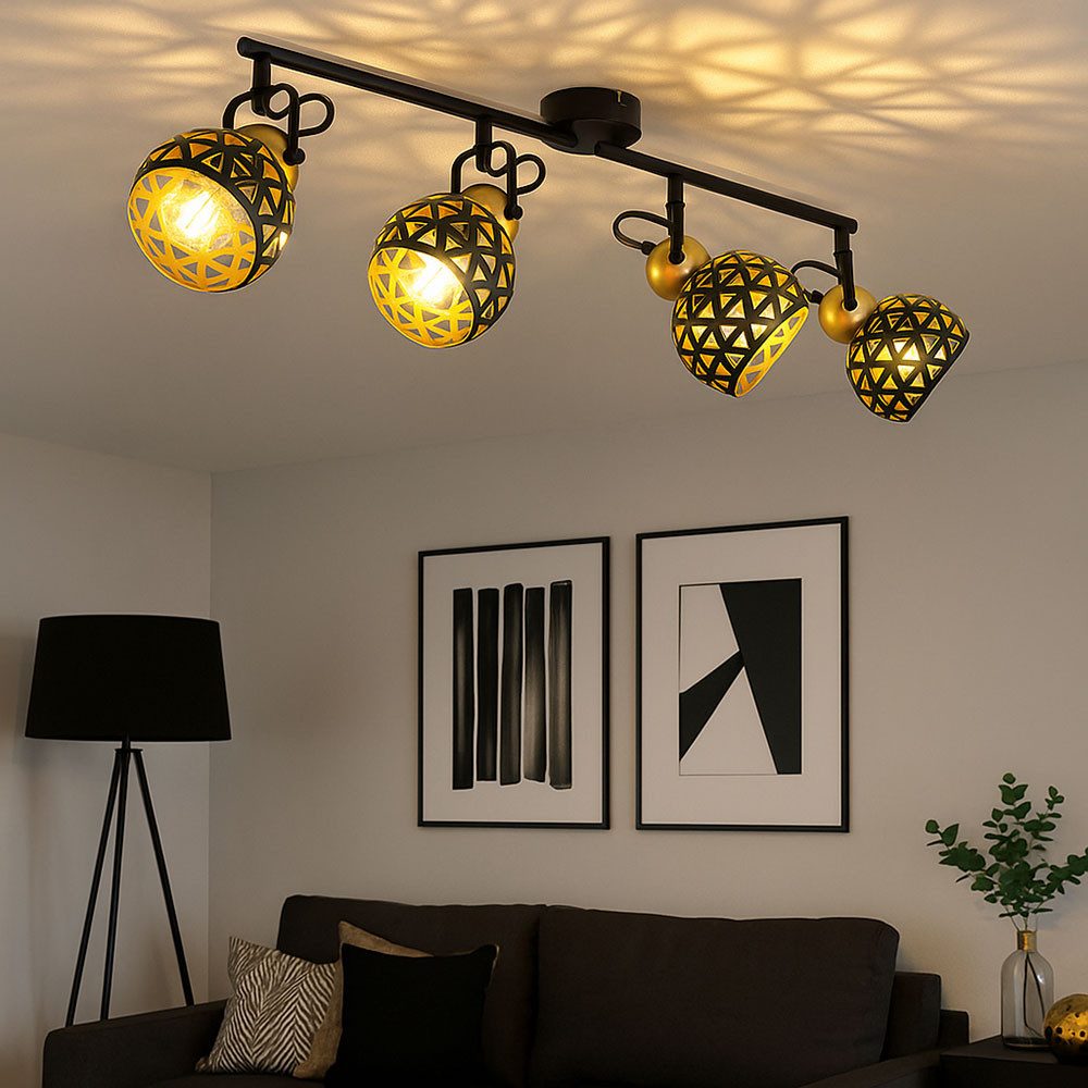 GLOBO LIGHTING Deckenspot, Leuchtmittel nicht inklusive, Deckenlampe Wohnzimmerleuchte 4 Flammig Пятна verstellbar gold L 60 cm