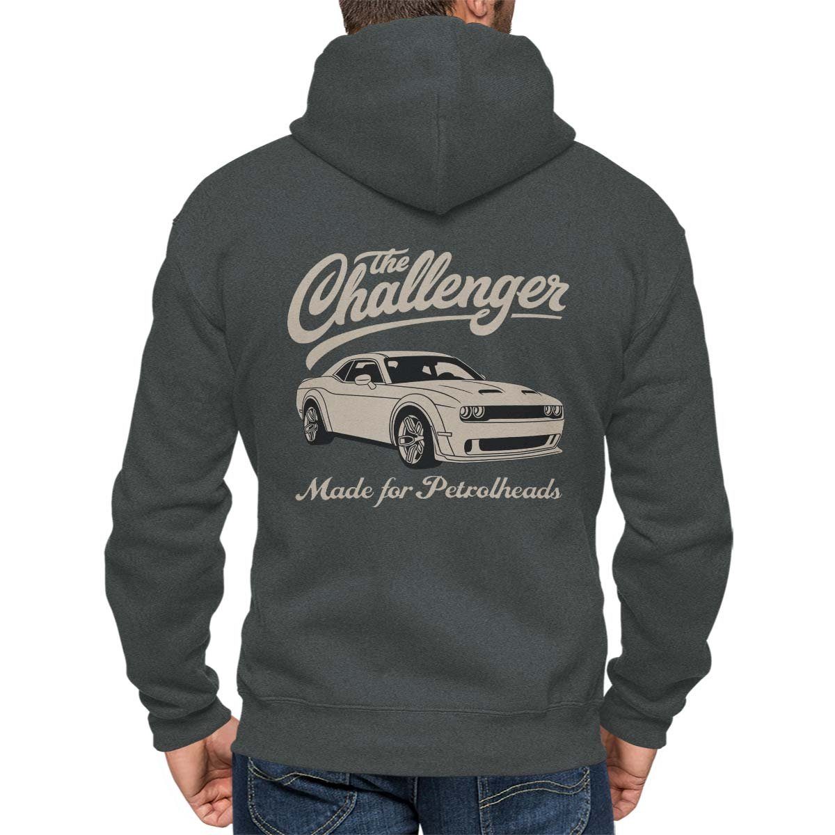 Melange On Wheels Auto / Hoodie mit Zip Anthra Rebel Kapuzensweatjacke Motiv US-Car Challenger The Kapuzenjacke