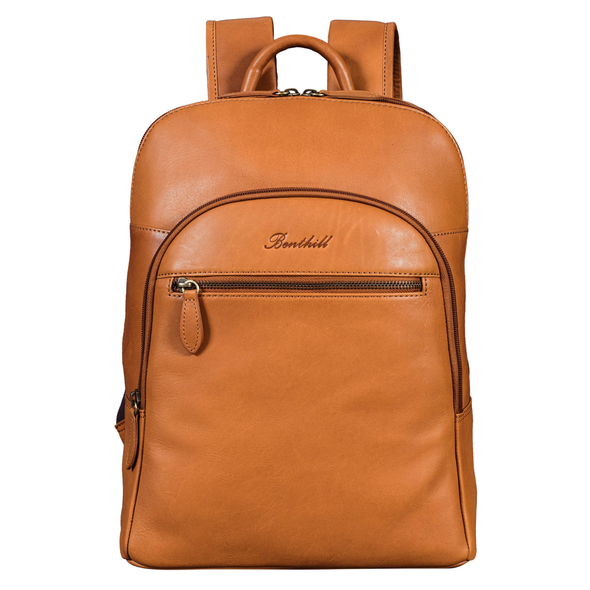 Benthill Rucksack Echt Leder Rucksack Damen Herren Backpack Schultertasche, Reißverschlussfach