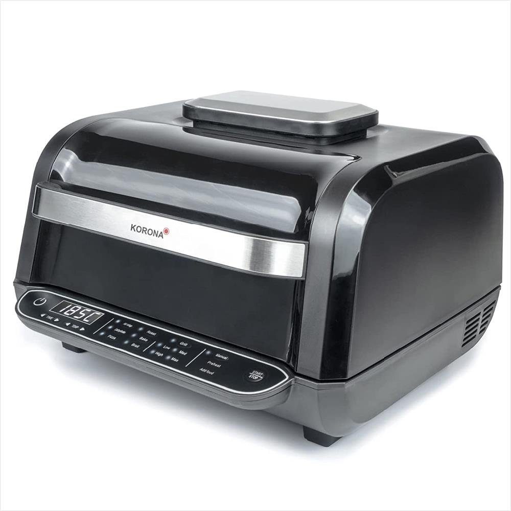 KORONA Kombigrill 46160 8 in 1 Multifunktionsgrill, Camping Grill, Heißluftfritteuse, Pizzaofen, Backofen, schwarz