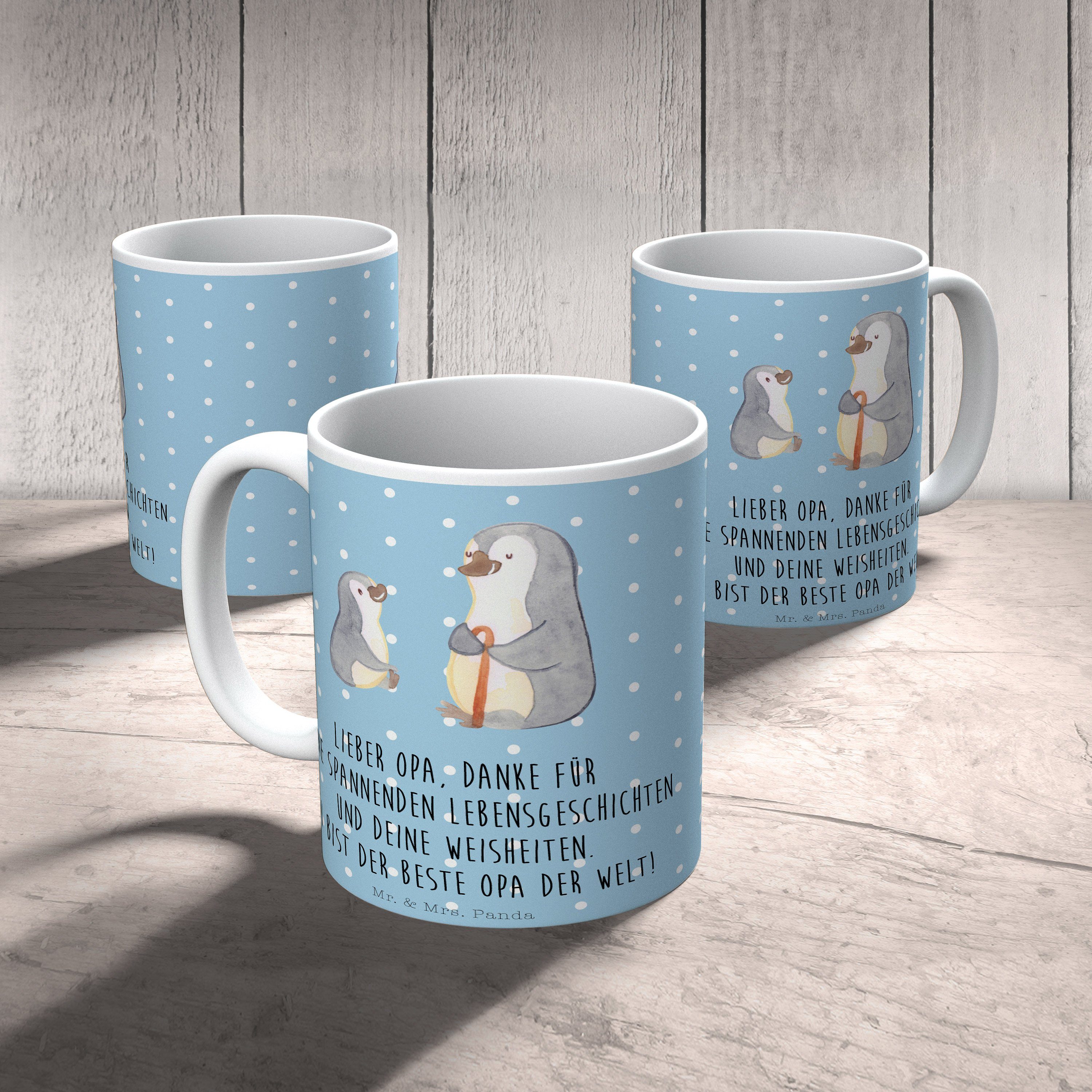 & Blau Keramik - Mrs. Panda Pinguin Tasse Pastell Opa - Mr. Papa, Enkel Opa, Kaffee, bester Geschenk,