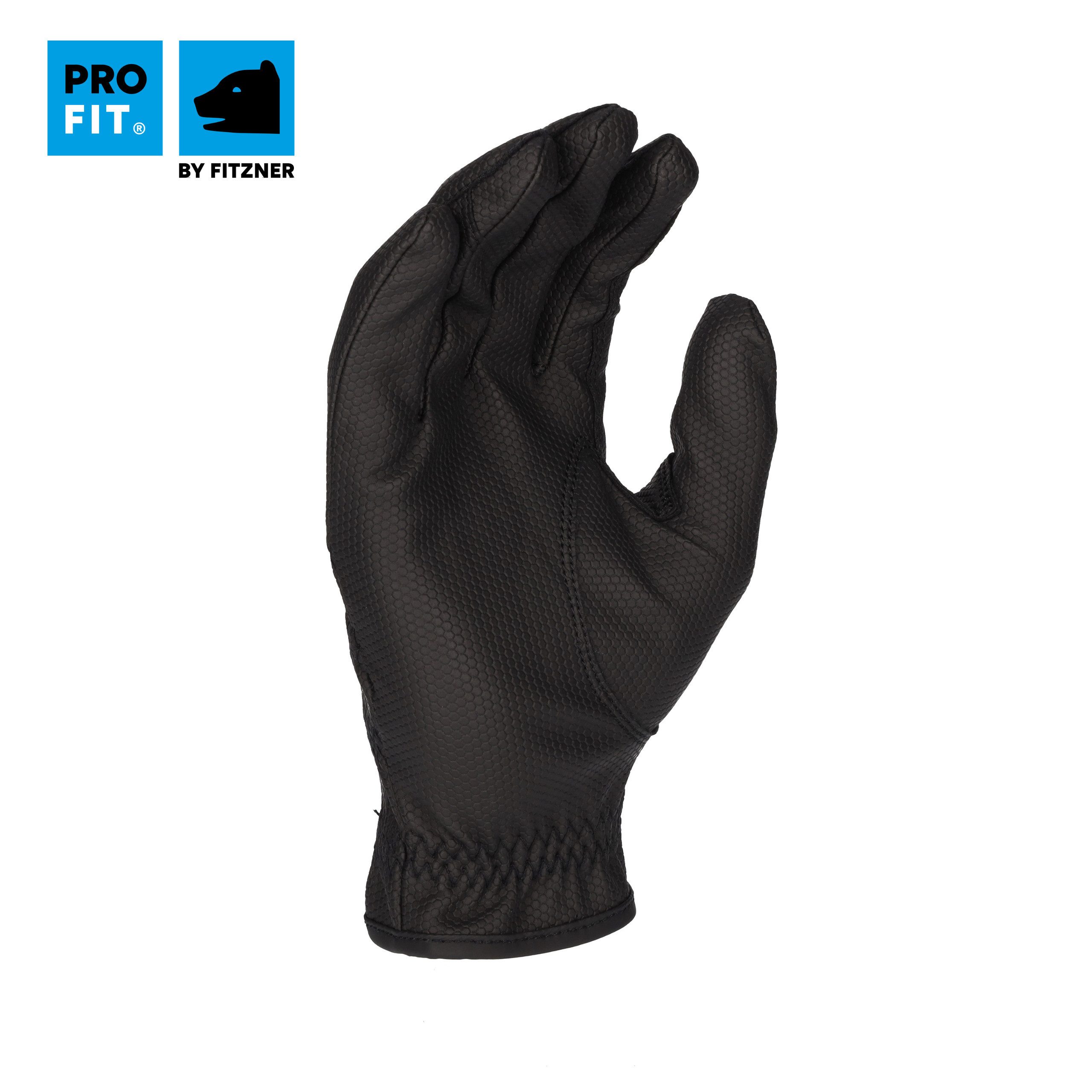 PRO FIT by Fitzner Reithandschuhe, Reiterhandschuhe, Handschuhe zum Reiten, Schwarz (1, Paar) mit Klettverschluss, verstärkte Zügelführung
