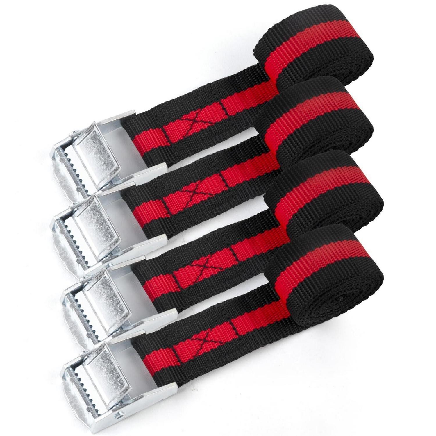 LuxusKollektion Spanngurt Spanngurte 50cm Schwarz-Rot Metallschloss (4-St)