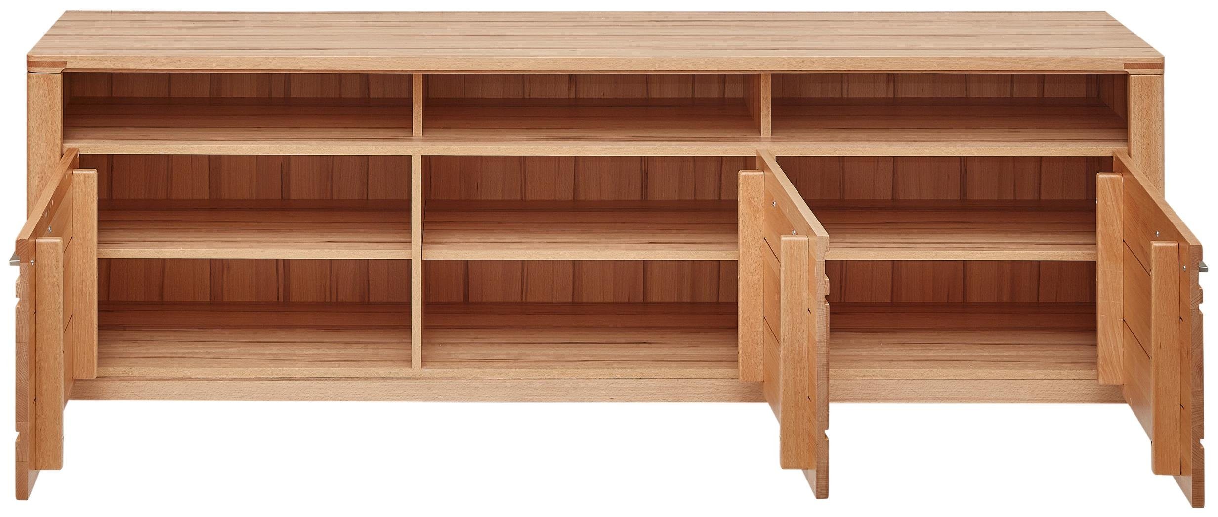 Innostyle Wohnwand Wohnwand NATURE ONE FF81 - 3-teilig - Front Kernbuche Massivholz, (Komplett-Set, 3-St., Vitrine, TV-Lowboard, Wandboard)