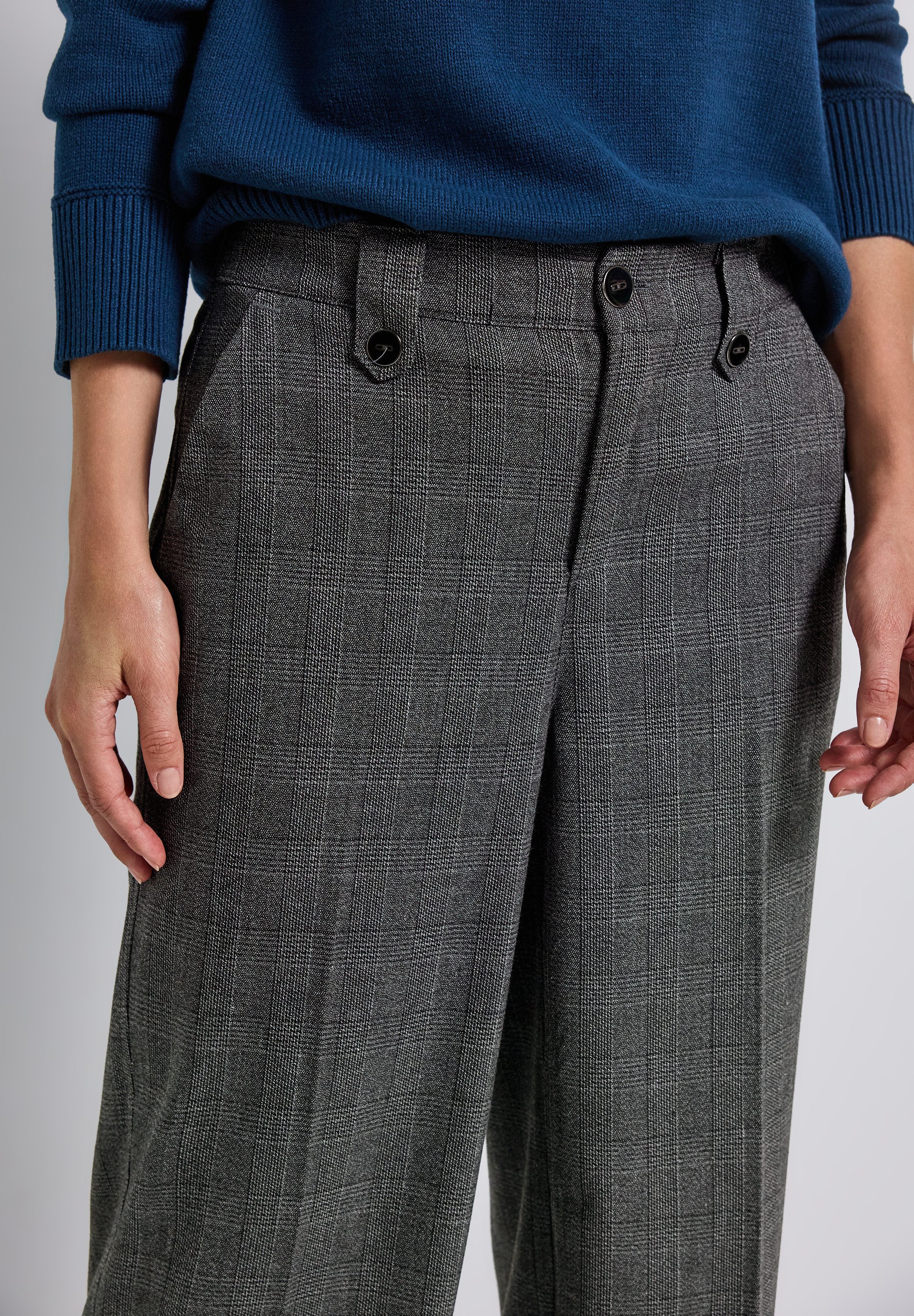 STREET ONE Stoffhose kariert, mit Viskose und Stretch