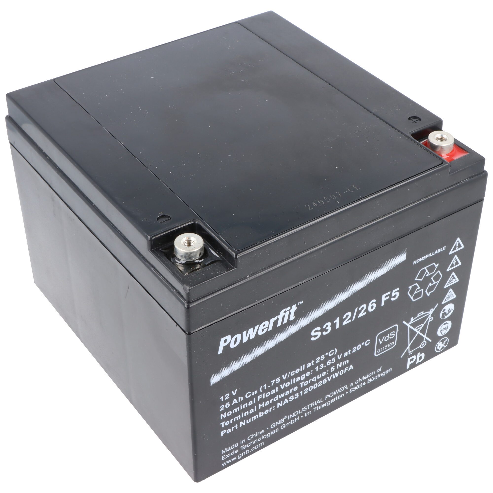 Exide Exide Powerfit S312/26 F5 Blei Akku, 12V, 26000mAh, 312Wh 26000 mAh (12,0 V)