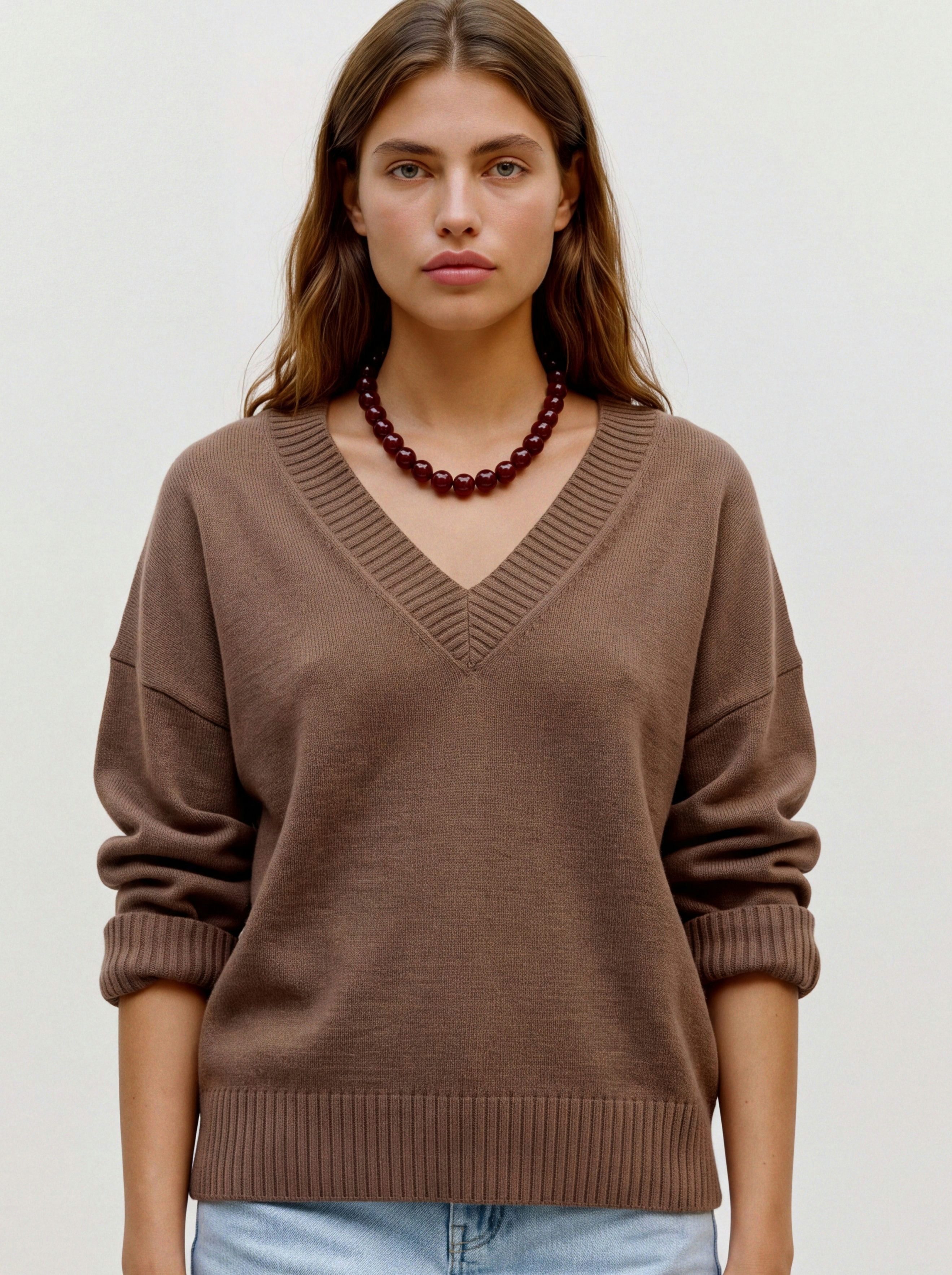 Vero Moda Strickpullover VMSIF LS V-NECK PULLOVER NOOS Materialmix, mit Wolle und Stretch, regular fit
