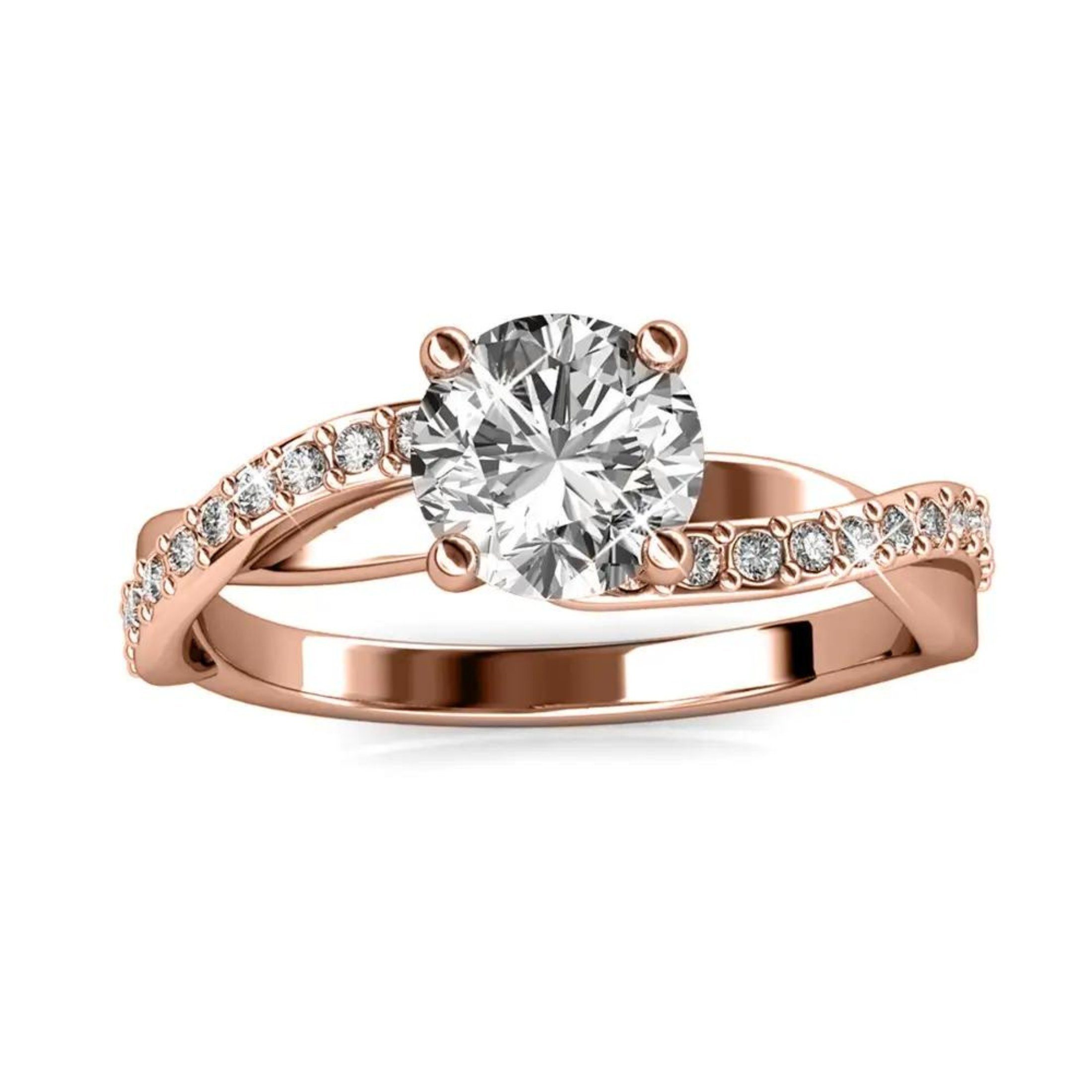 Ella Eisvogel Fingerring Eleanor Ring: 18k Goldlegierung & österreichischer Kristall, 21 Kristalle
