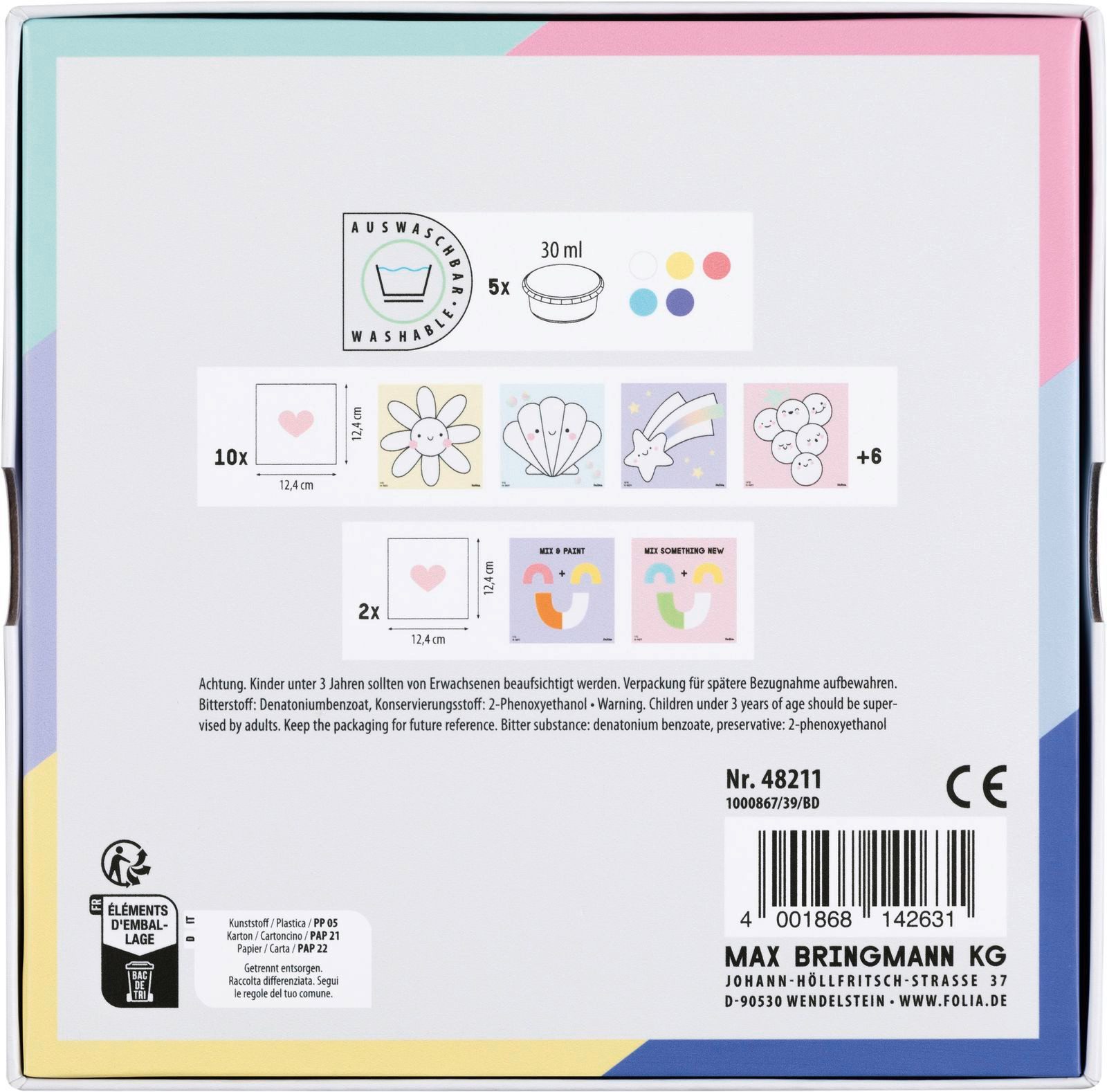 Folia Max Bringmann KG Fingerfarbe Set für Kinder, 17 tlg.