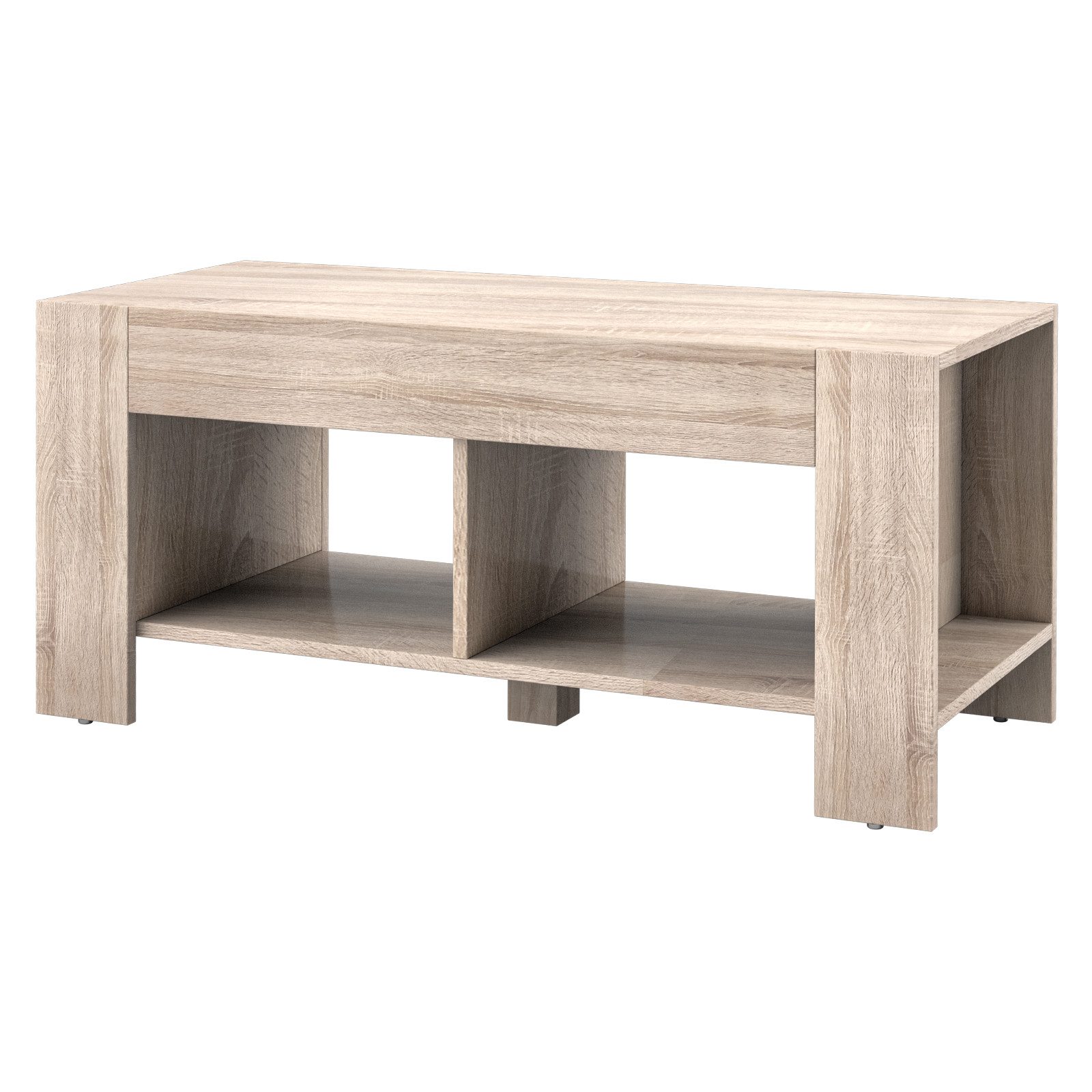 COSTWAY Couchtisch Beistelltisch, mit Stauraum, 2 Fächern 90 x 39 x 42 cm