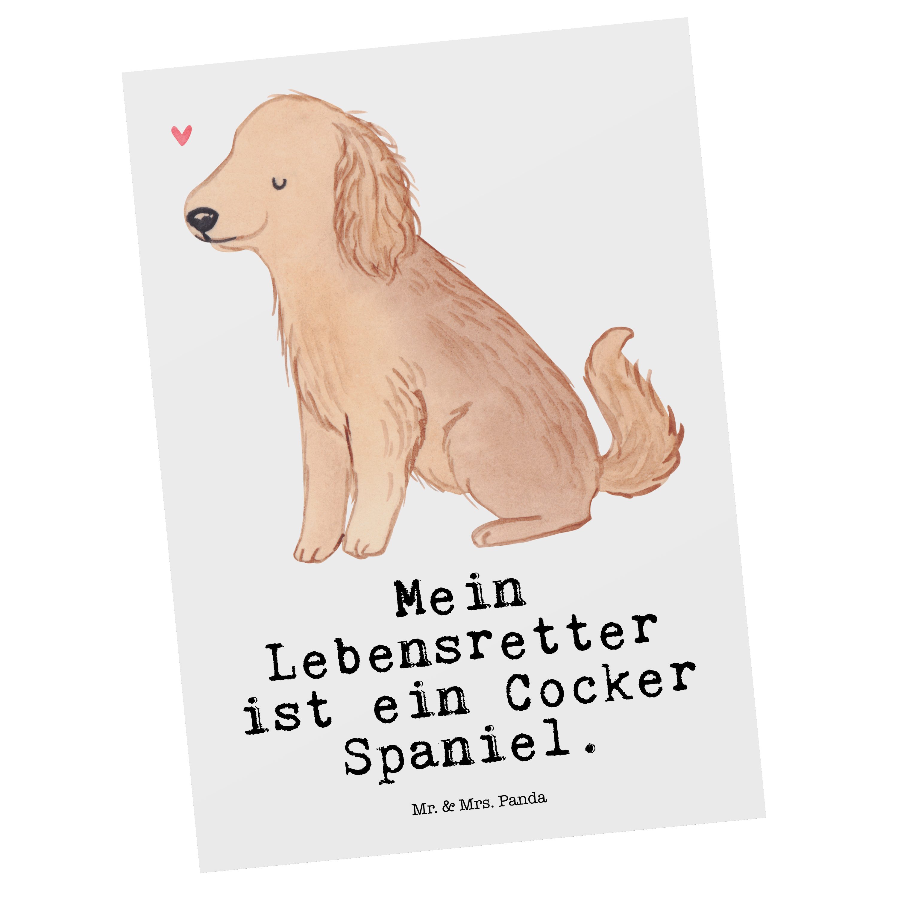 Geschenk, - Karte Mrs. & Mr. Lebensretter - Cocker Geschenkkarte, Spaniel Weiß Panda Postkarte